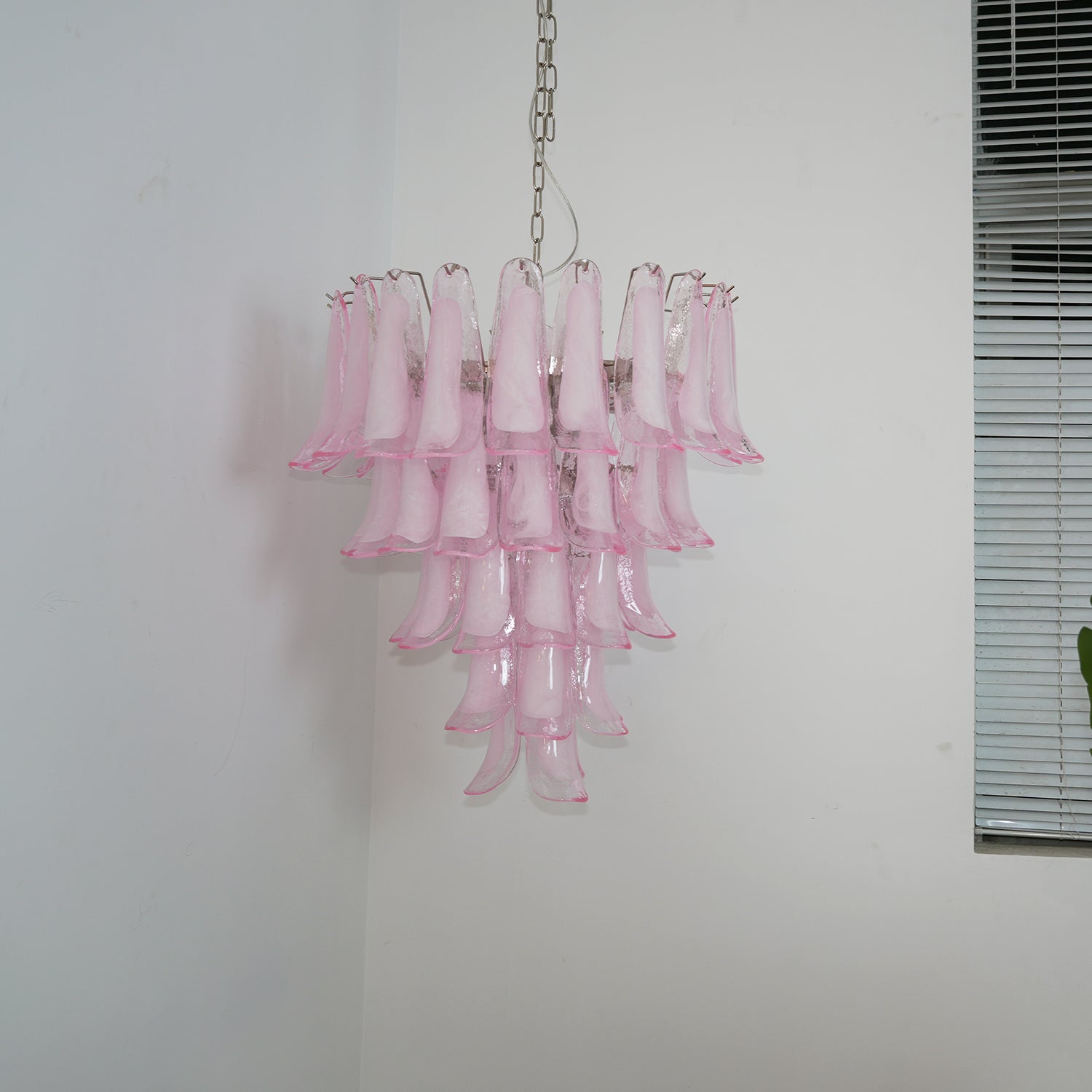Aurora Chandelier Pink Murano Glass Petals Cascade