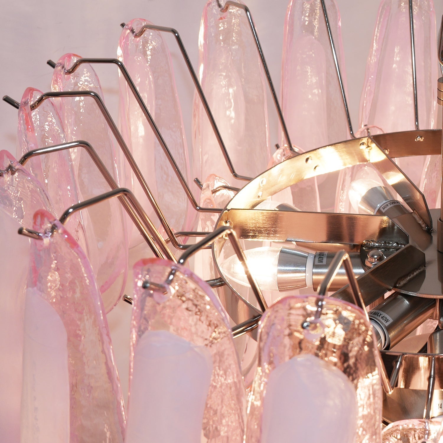 Aurora Chandelier Pink Murano Glass Petals Cascade