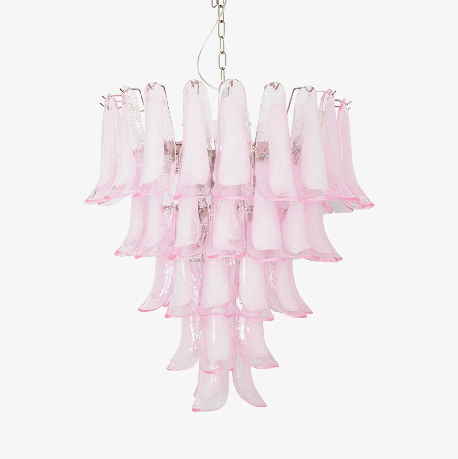 Aurora Chandelier Pink Murano Glass Petals Cascade