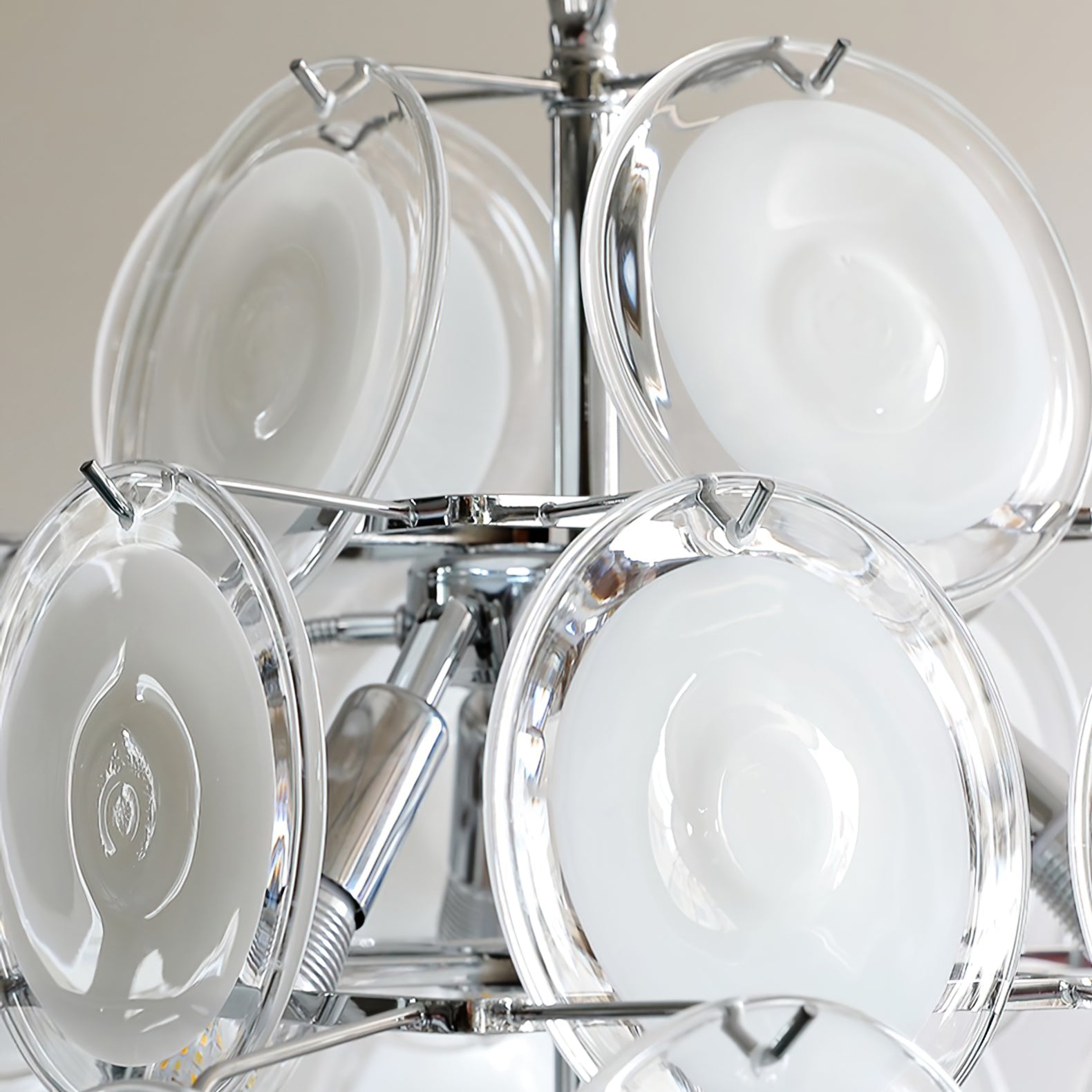 Aurora Chandelier White Murano Glass Discs Cluster