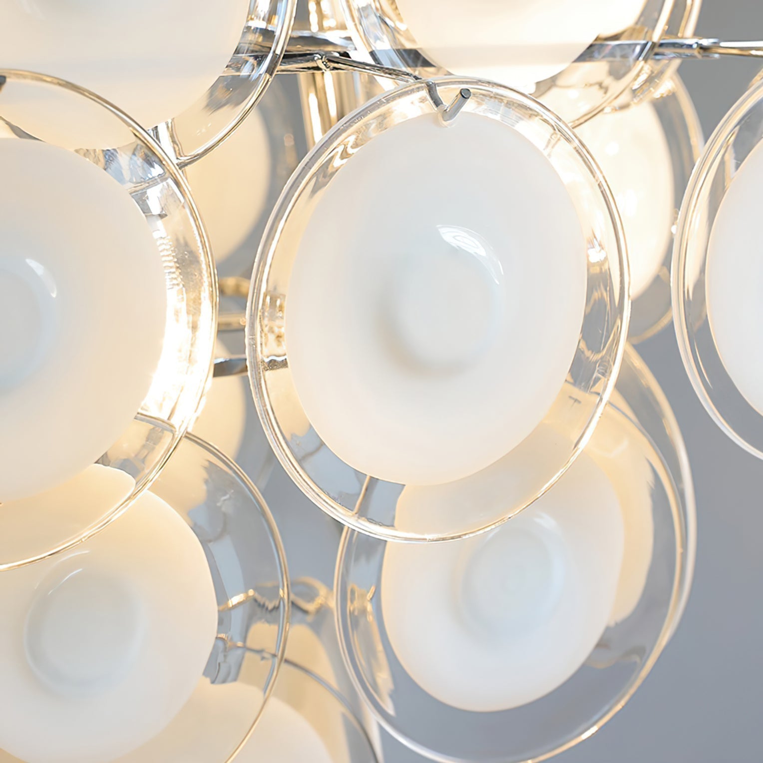 Aurora Chandelier White Murano Glass Discs Cluster