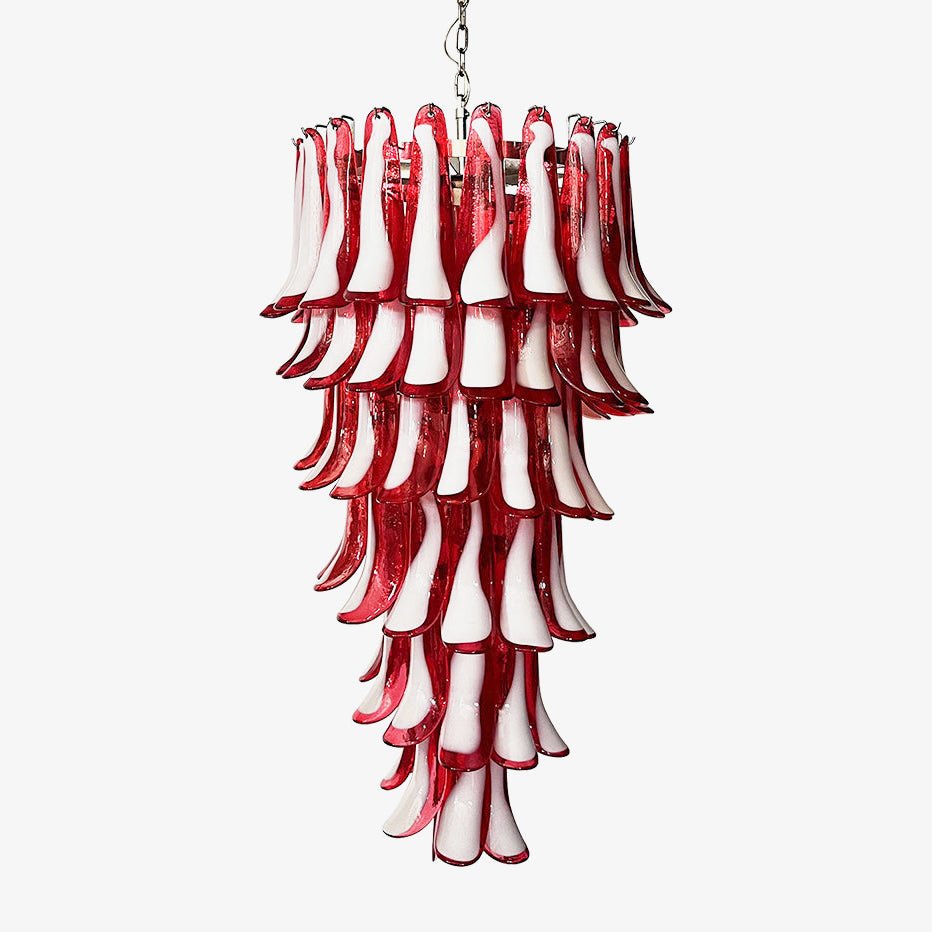 Aurora Chandelier Red White Murano Spiral Petals