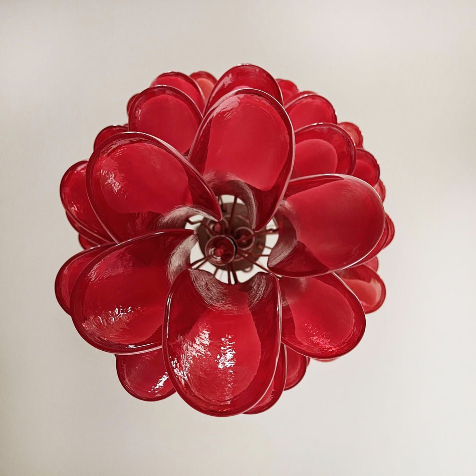 Aurora Chandelier Red White Murano Spiral Petals