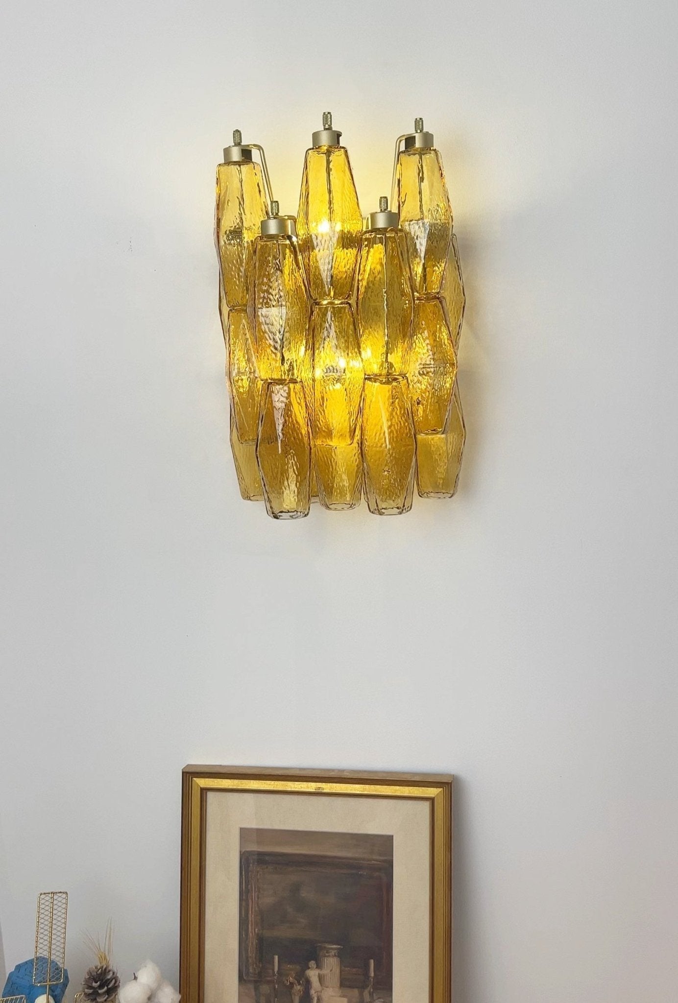 Aurora Wall Lamp Amber Rhombus Glass Geometric Murano Warmth