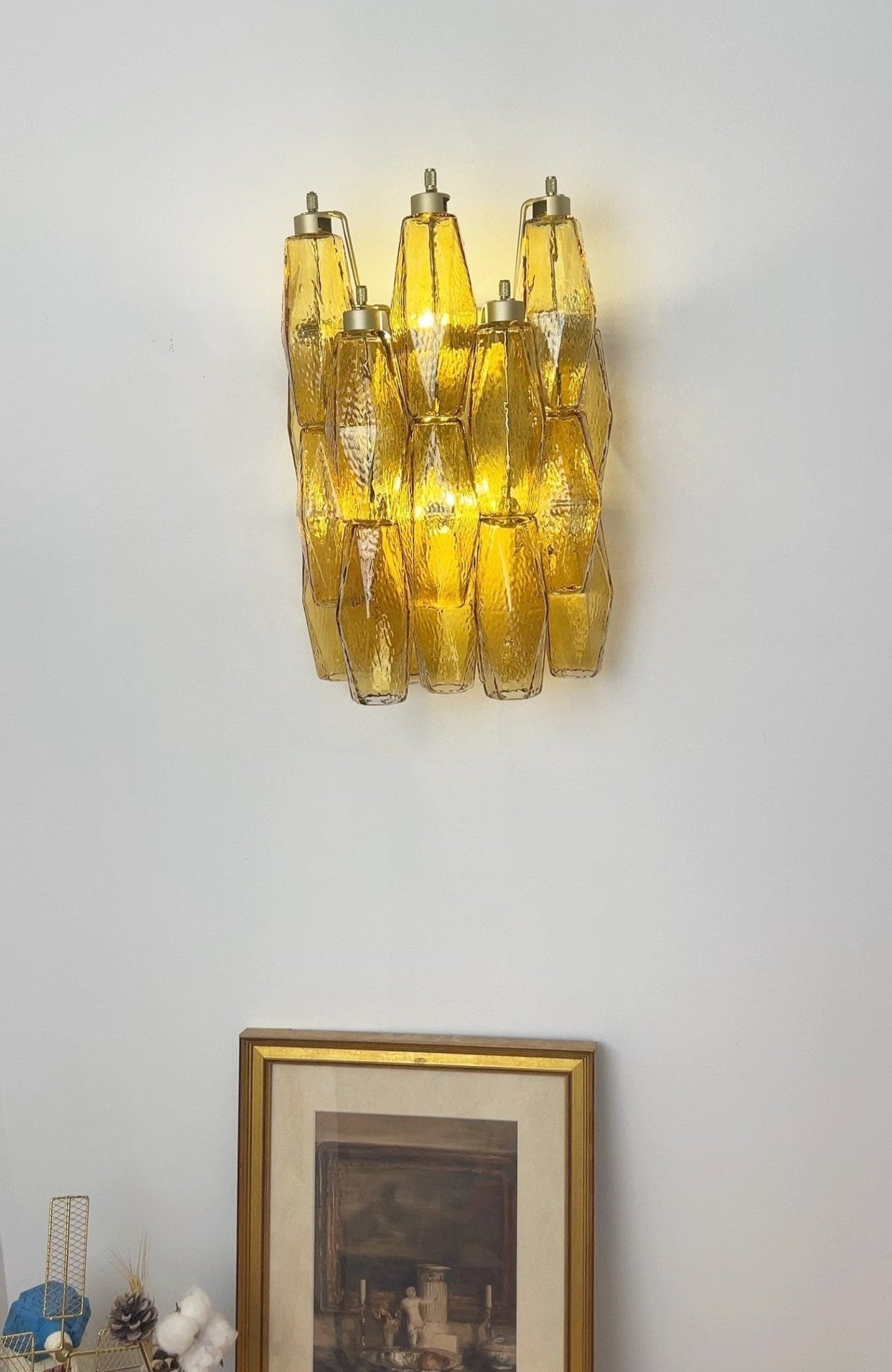 Aurora Wall Lamp Amber Rhombus Glass Geometric Murano Warmth