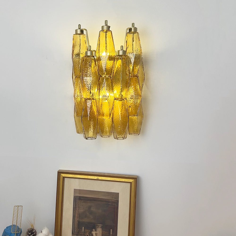 Aurora Wall Lamp Amber Rhombus Glass Geometric Murano Warmth