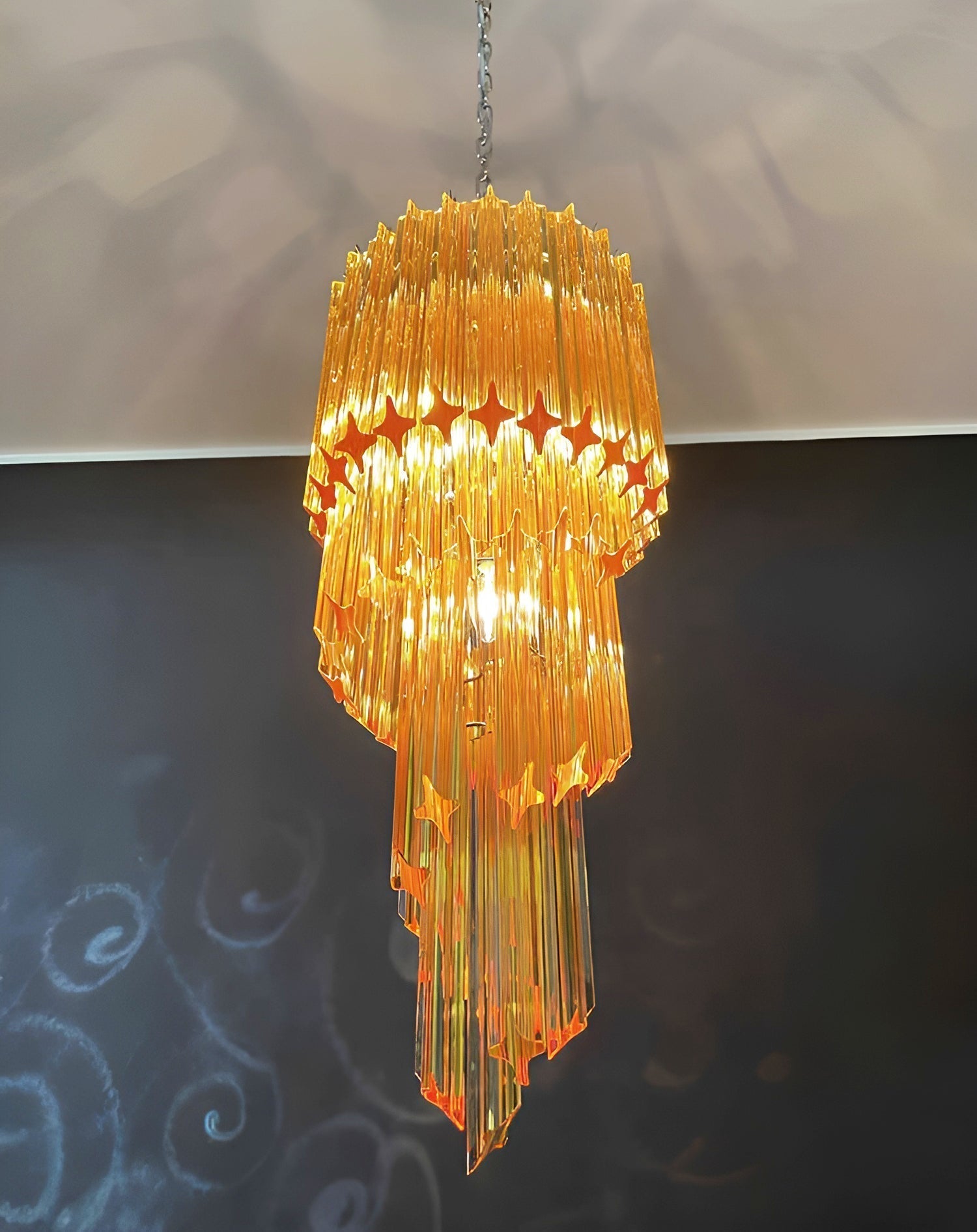 Aurora Chandelier Spiral Pink Prism Tiered - Neutralighting