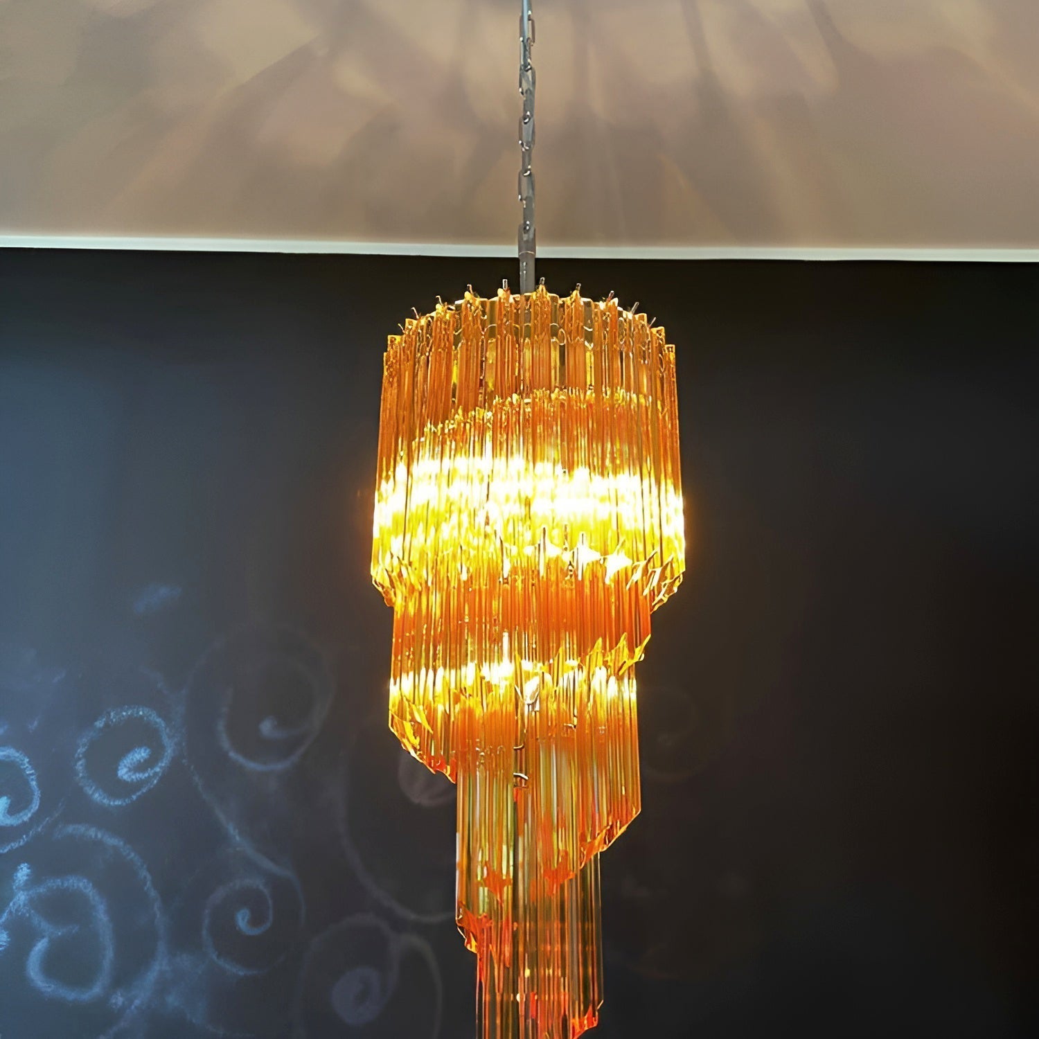 Aurora Chandelier Spiral Pink Prism Tiered - Neutralighting
