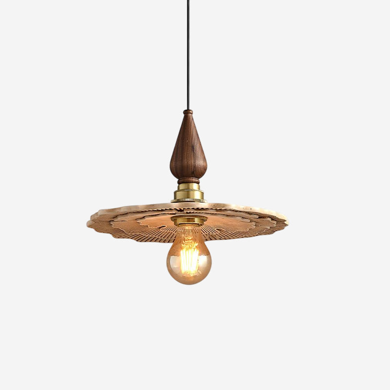 Vintage Mushroom Wooden & Brass Pendant Light - Neutralighting
