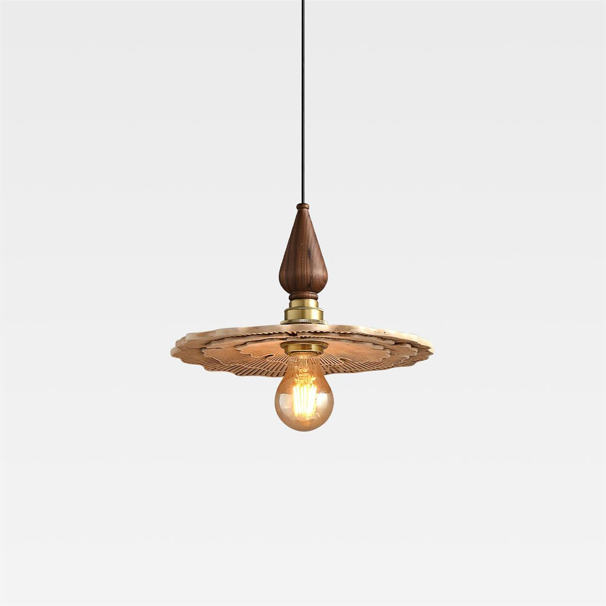 Vintage Mushroom Wooden & Brass Pendant Light - Neutralighting