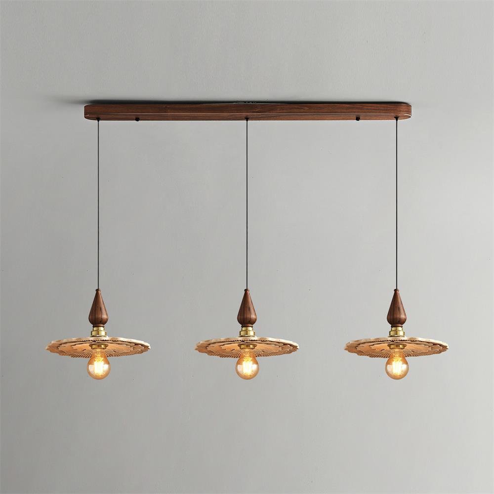 Vintage Mushroom Wooden & Brass Pendant Light - Neutralighting