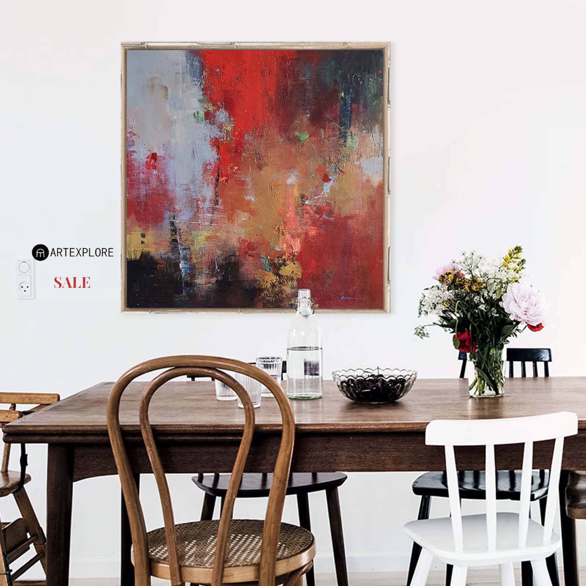 Bold Multicolor Abstract Square Canvas Art
