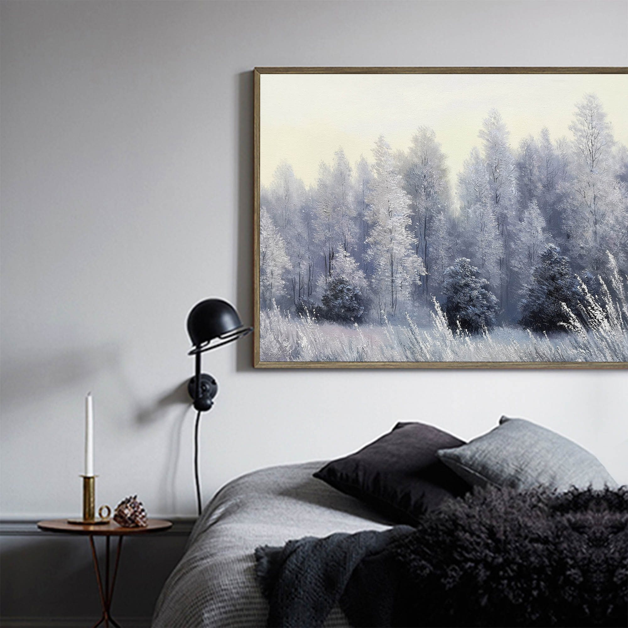 Misty Winter Forest Landscape Canvas Wall Art