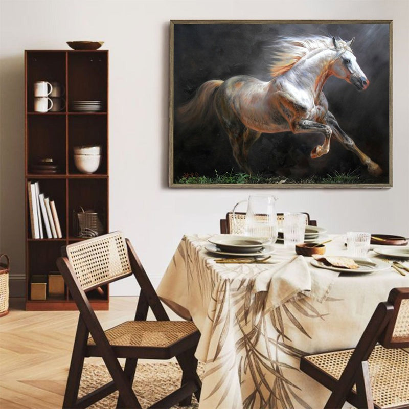 Running White Horse Painting