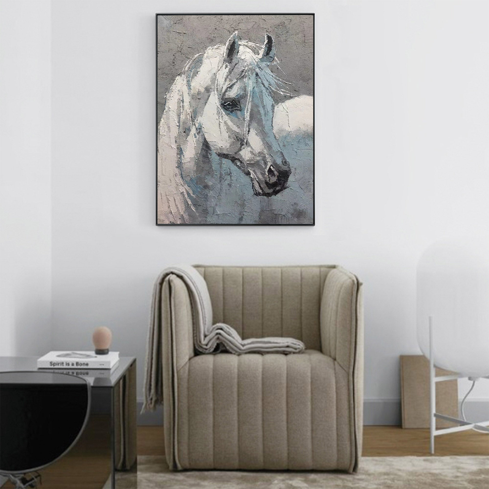 Textured Equine Portrait Animal Unstretched Linen Canvas Wall Art