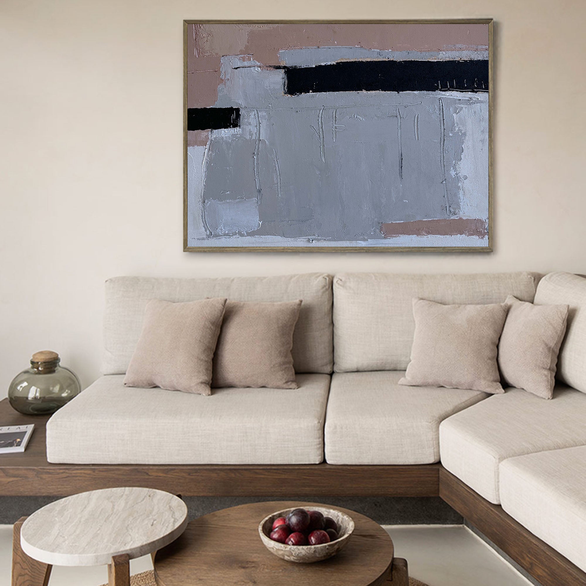 Minimalist Beige Abstract Oil Painting