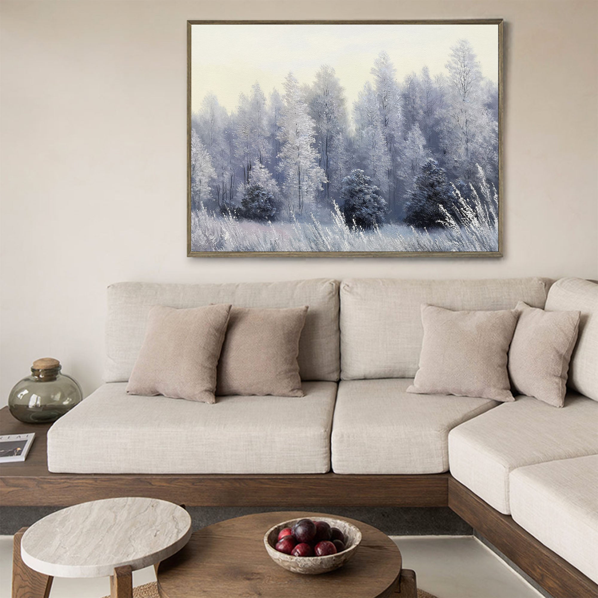 Misty Winter Forest Landscape Canvas Wall Art