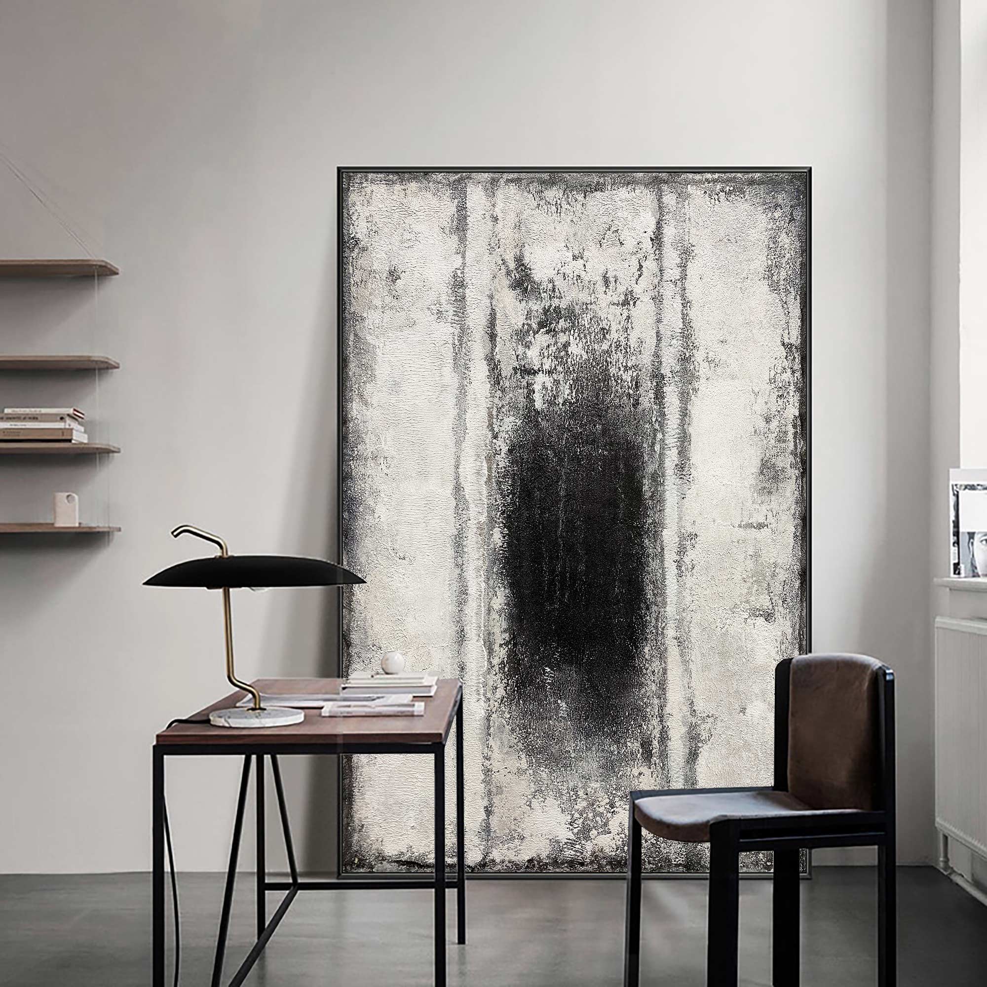 Black And White Abstract Painting ABAV115 - Neutralighting