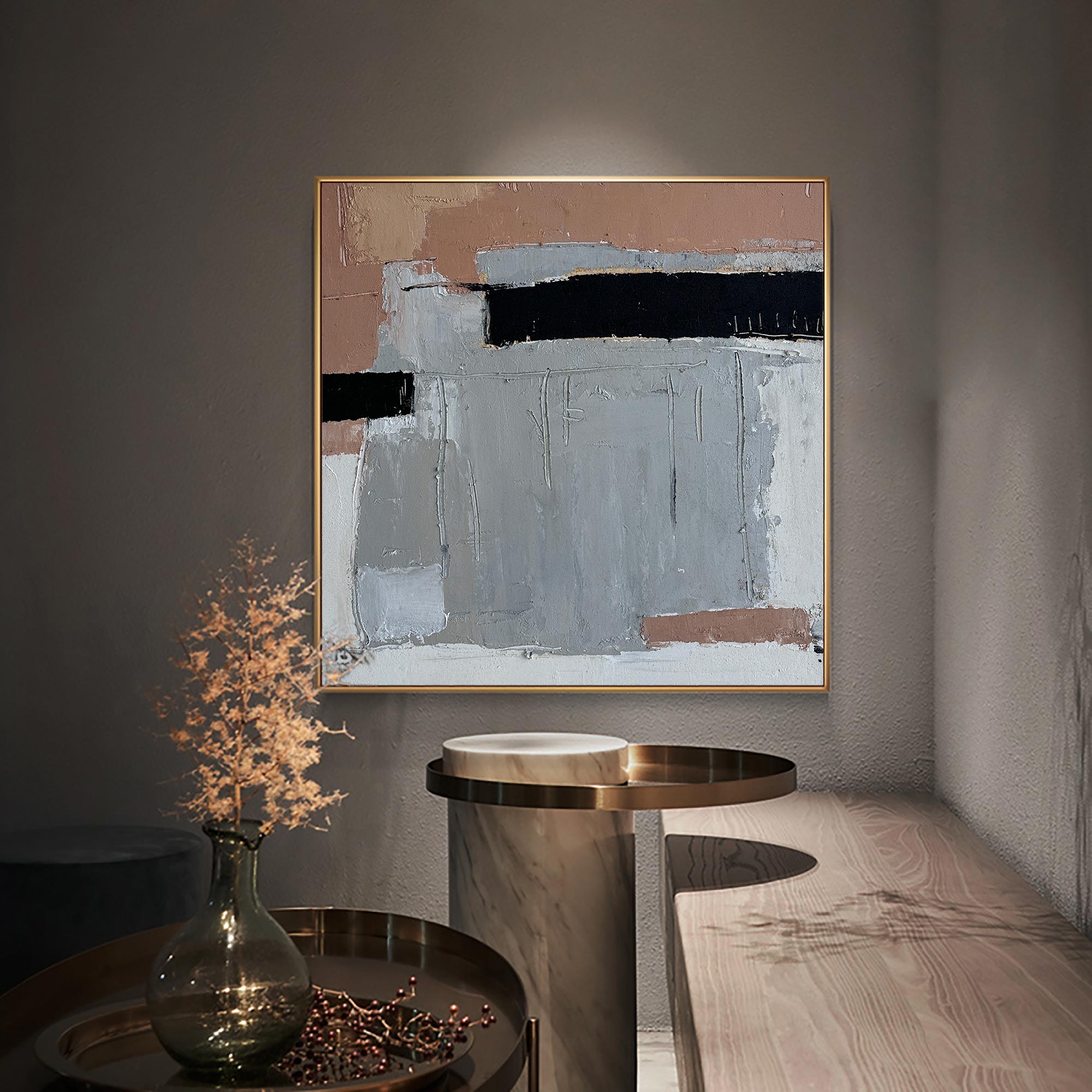 Brown Black Modern Abstract Wall Art