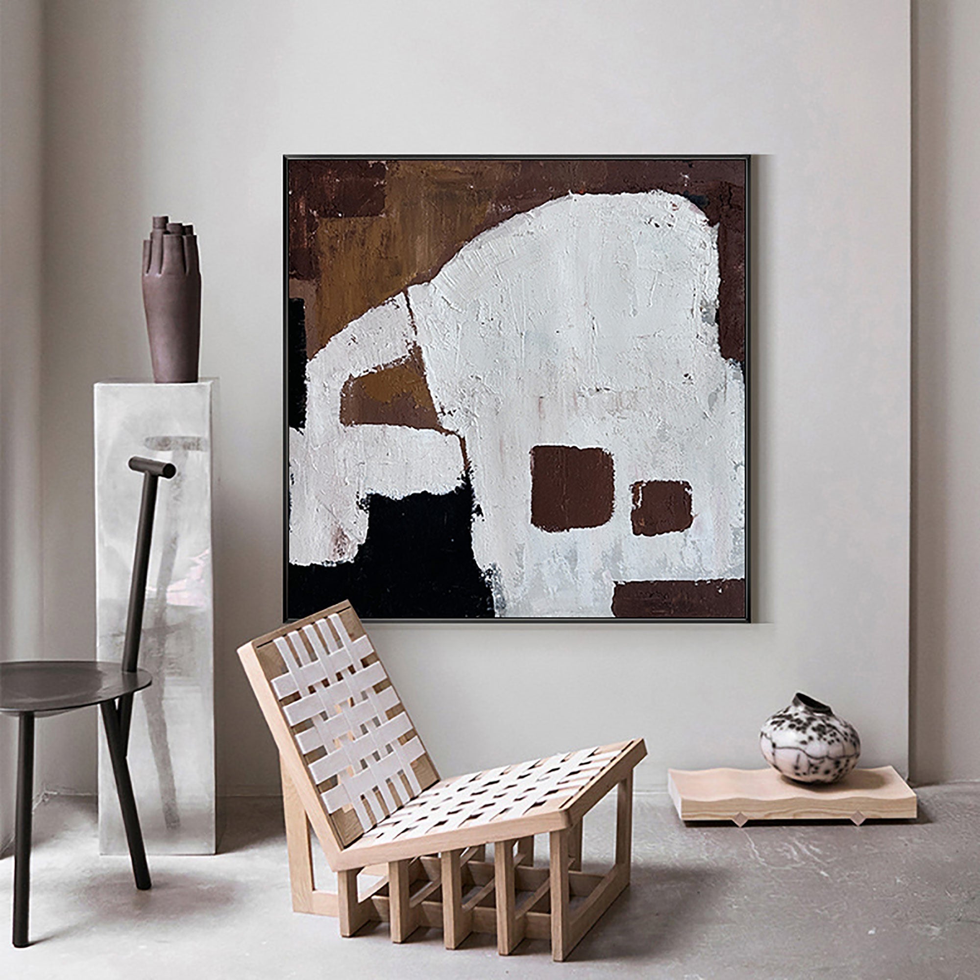 Brown Geometric Abstract Canvas Wall Art