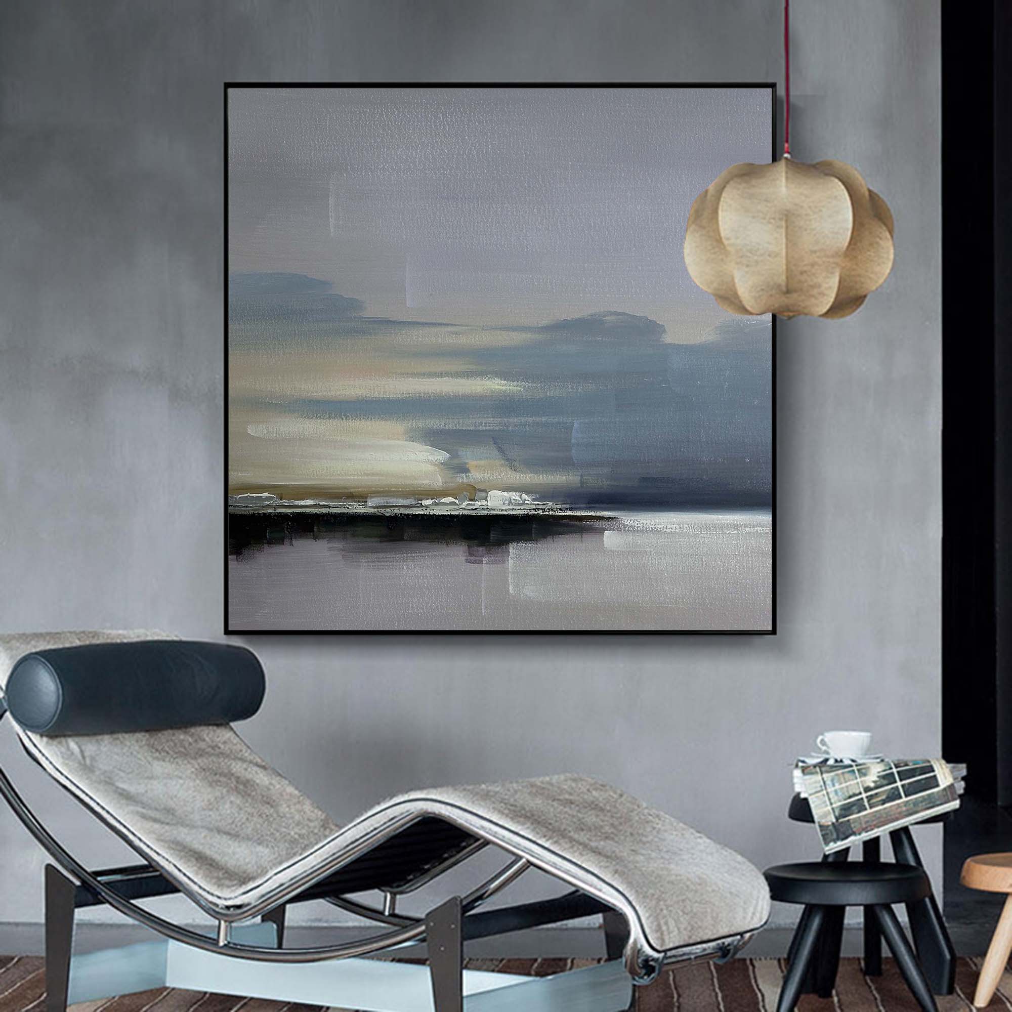 Klee Style Muted Coastal Landscape Canvas Art
