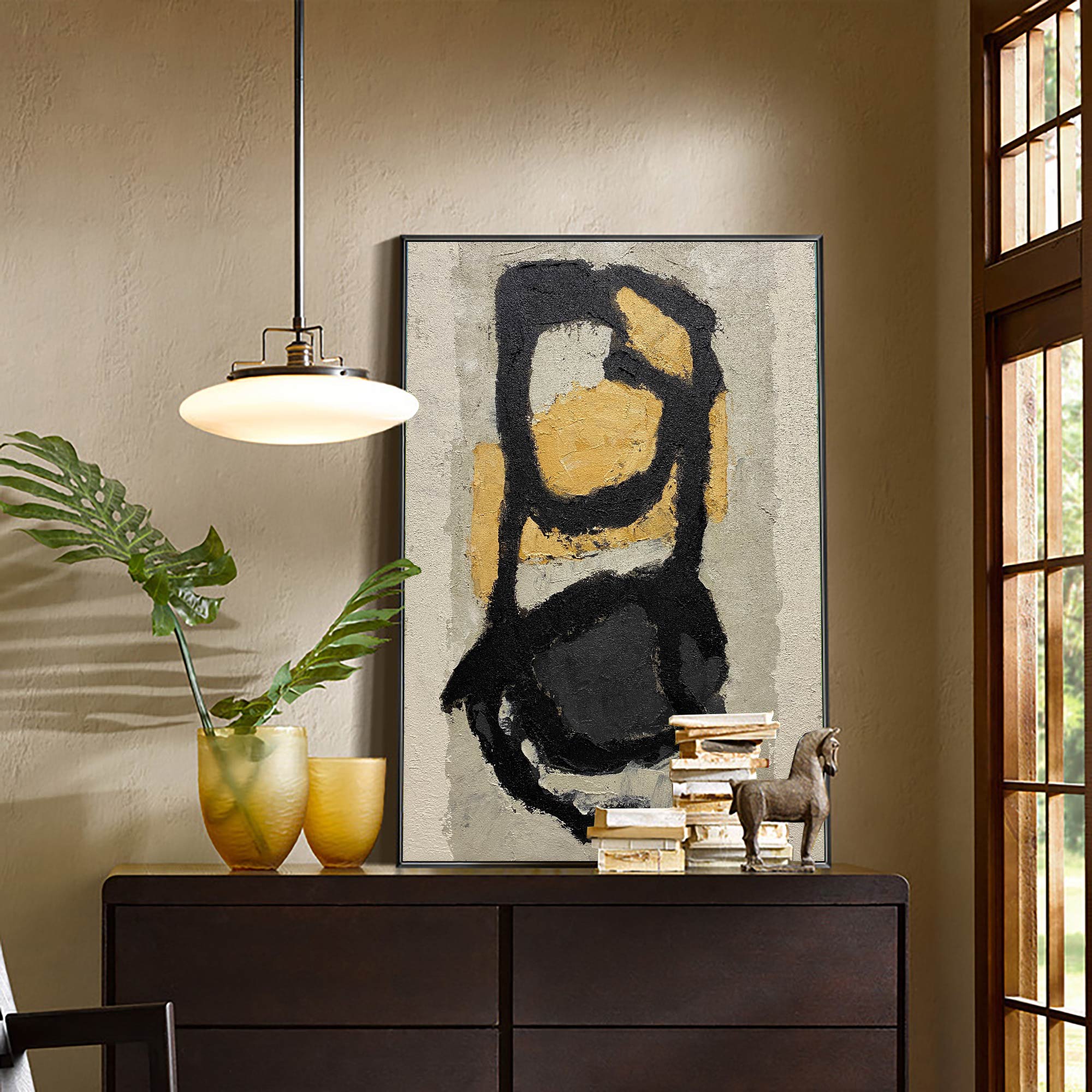 Black Gold Abstract Painting ABAV116 - Neutralighting