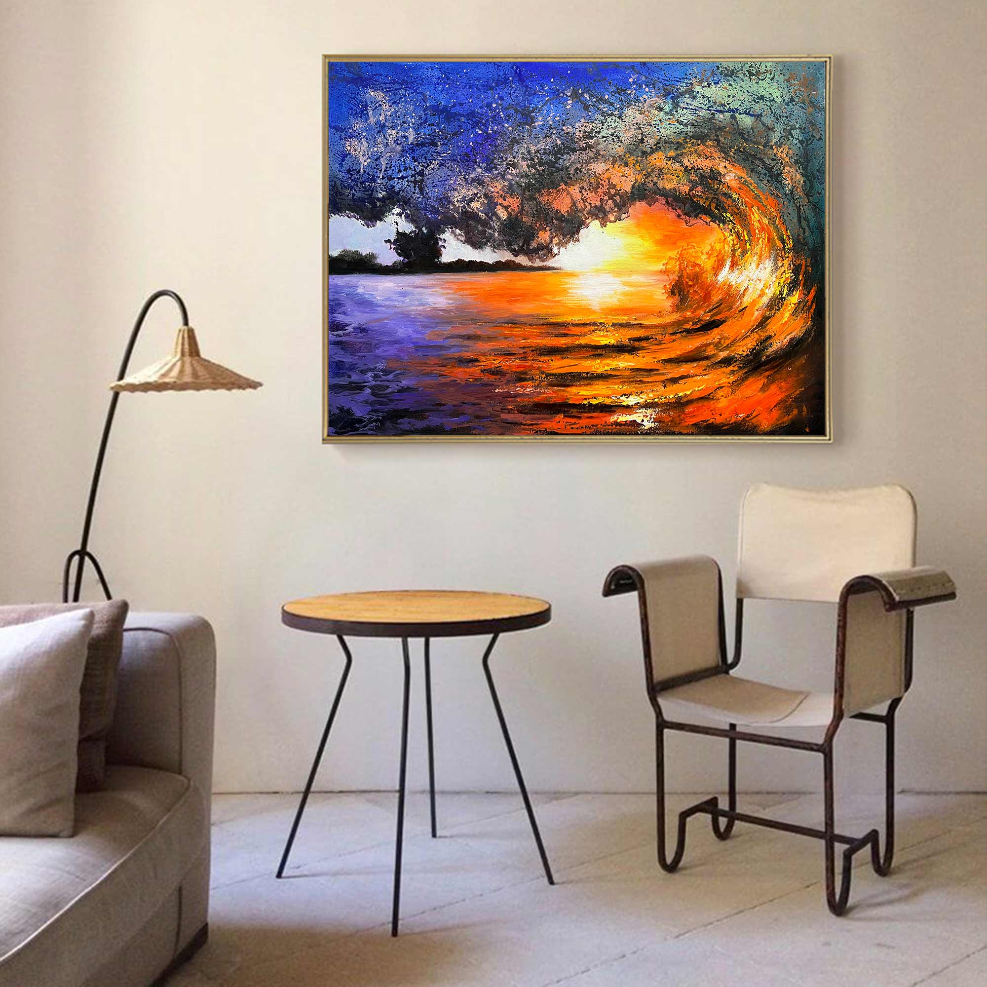 Sunset And Wave Landscapes Painting