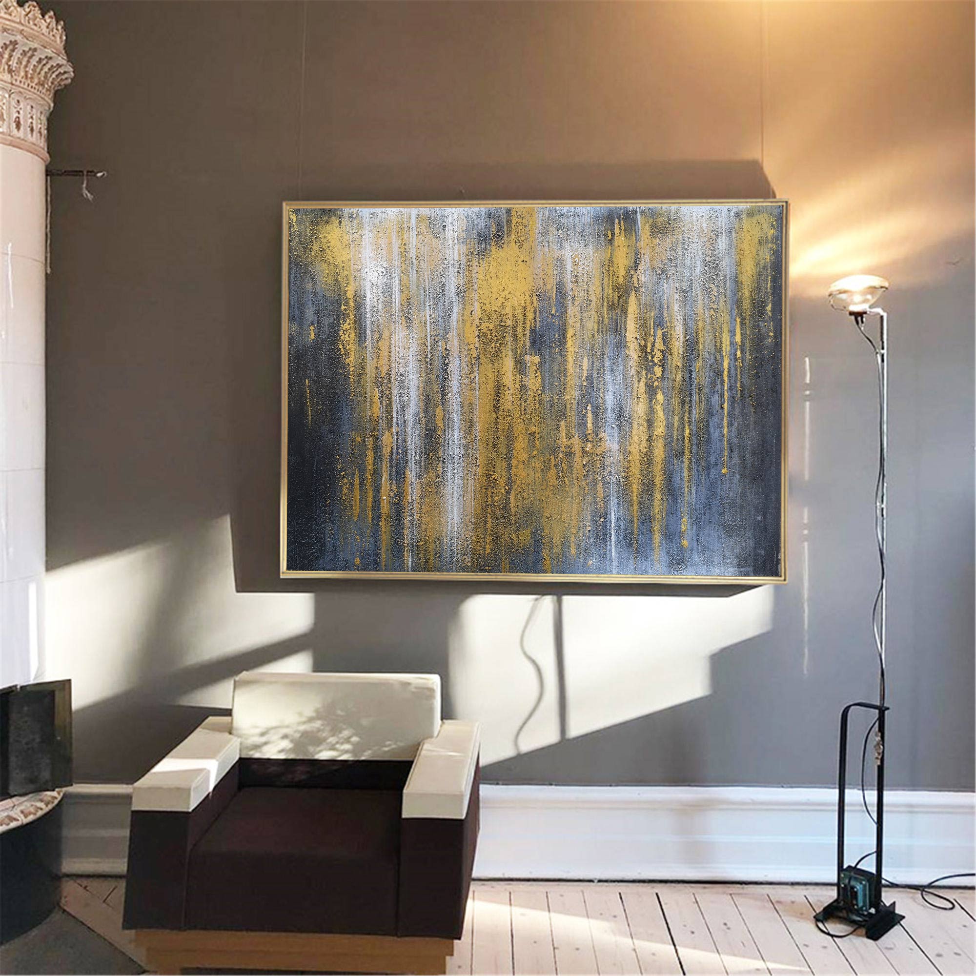 Grey And Gold Abstract Art ABAH31 - Neutralighting