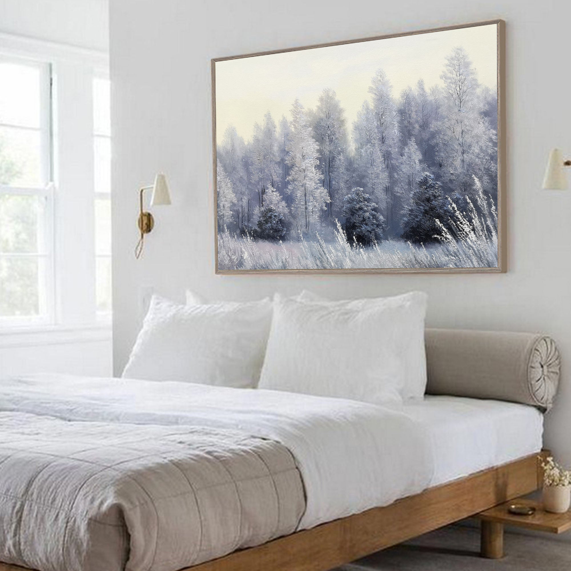 Misty Winter Forest Landscape Canvas Wall Art