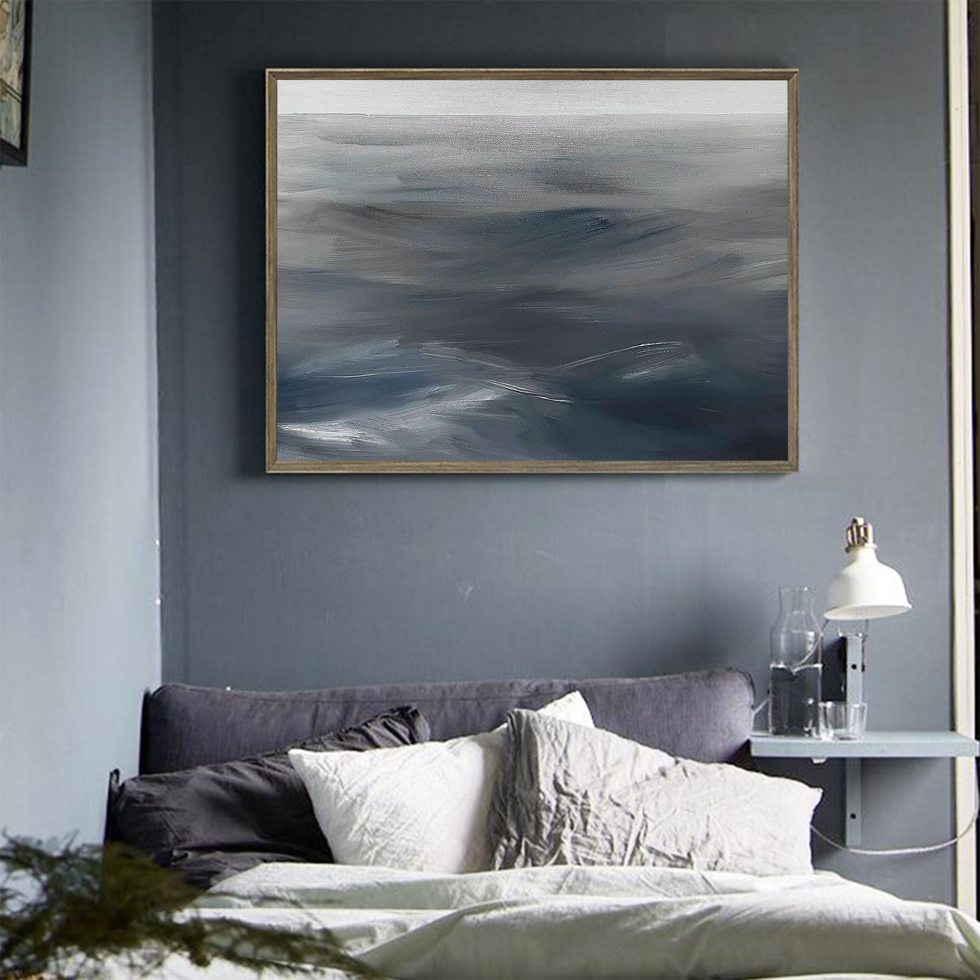 Moody Deep‑Tone Ocean Abstract  Wall Art