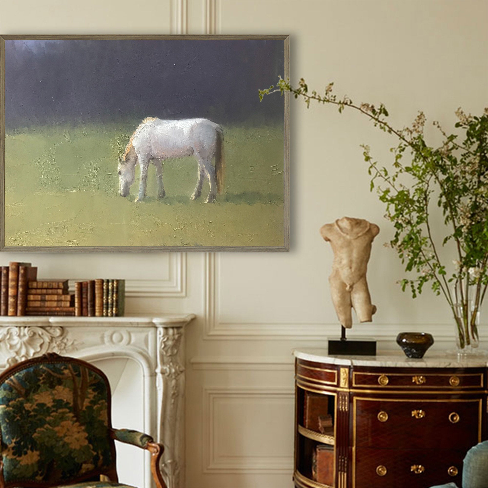 Pastoral Grazing Equine Scene Wall Art