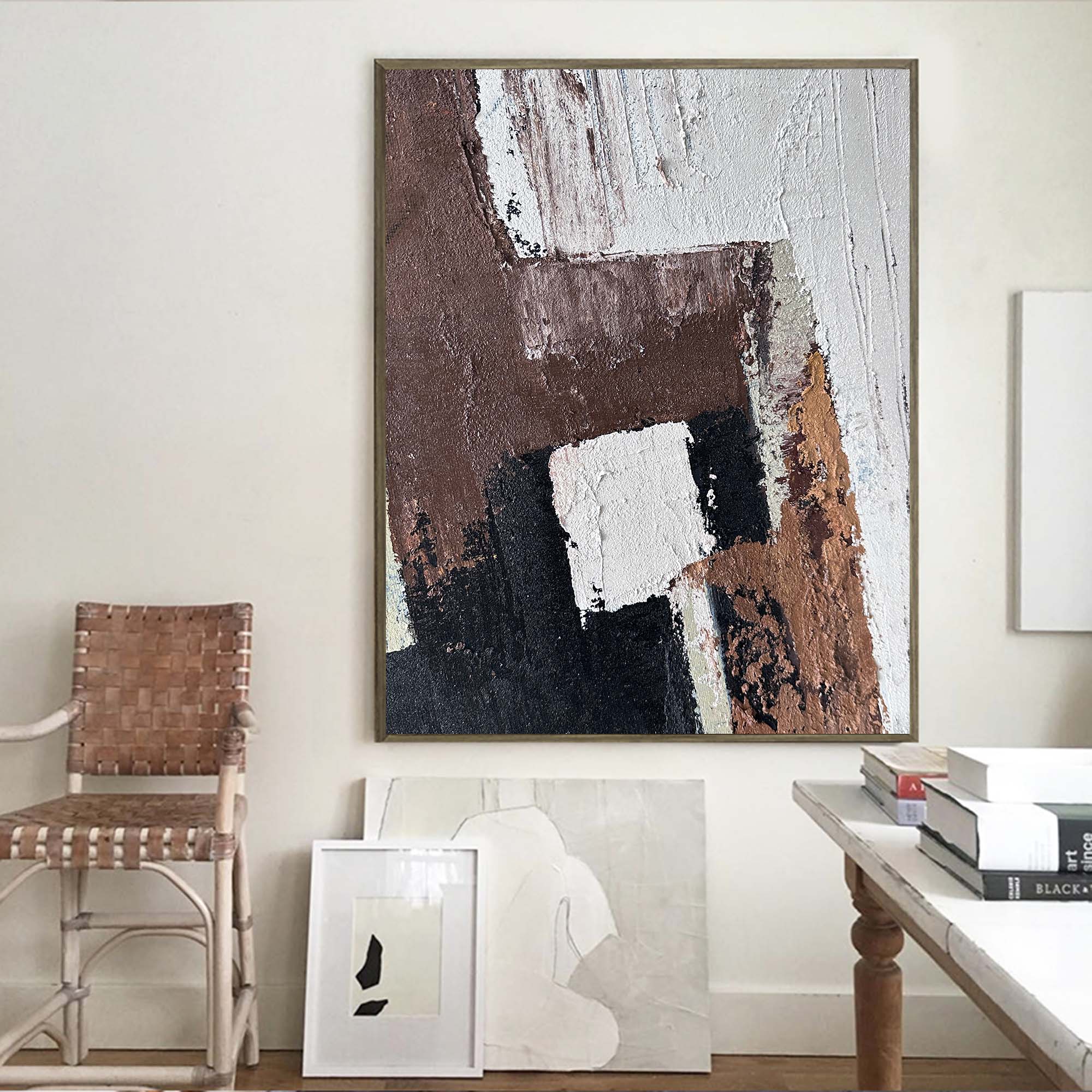 Earthy Brown Geometric Abstract Wall Art