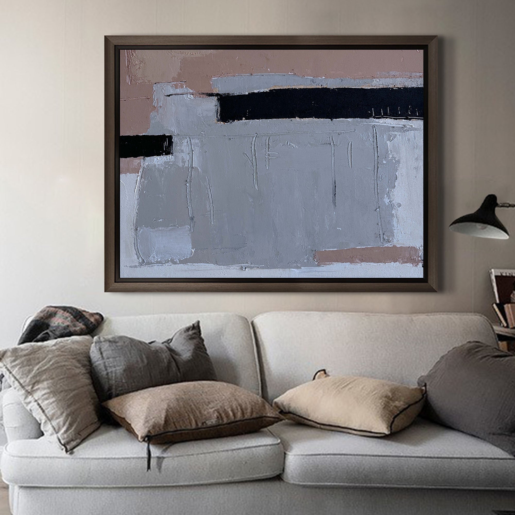 Minimalist Beige Abstract Oil Painting