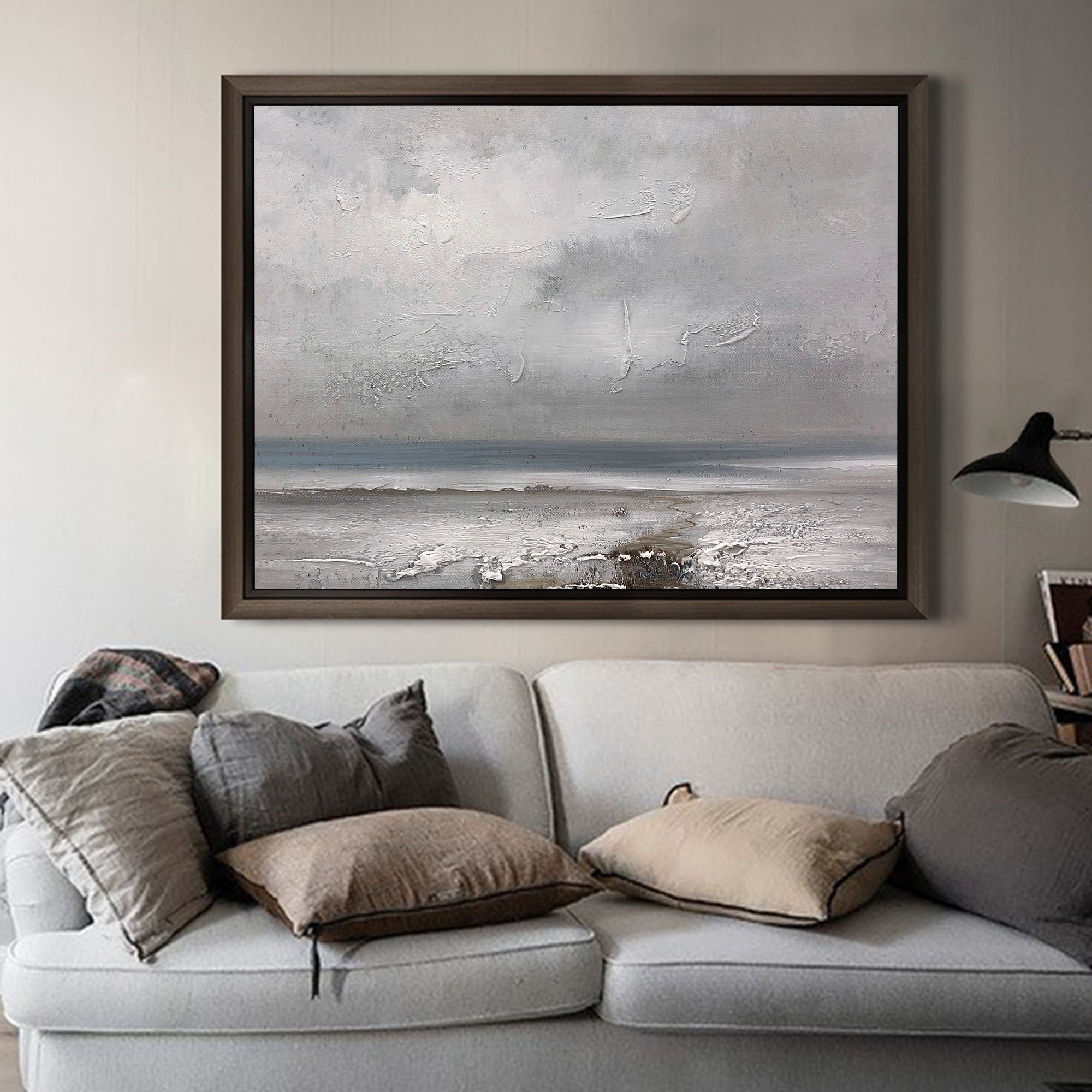 Textured Neutral Coastal Ocean Scene  Wall Art