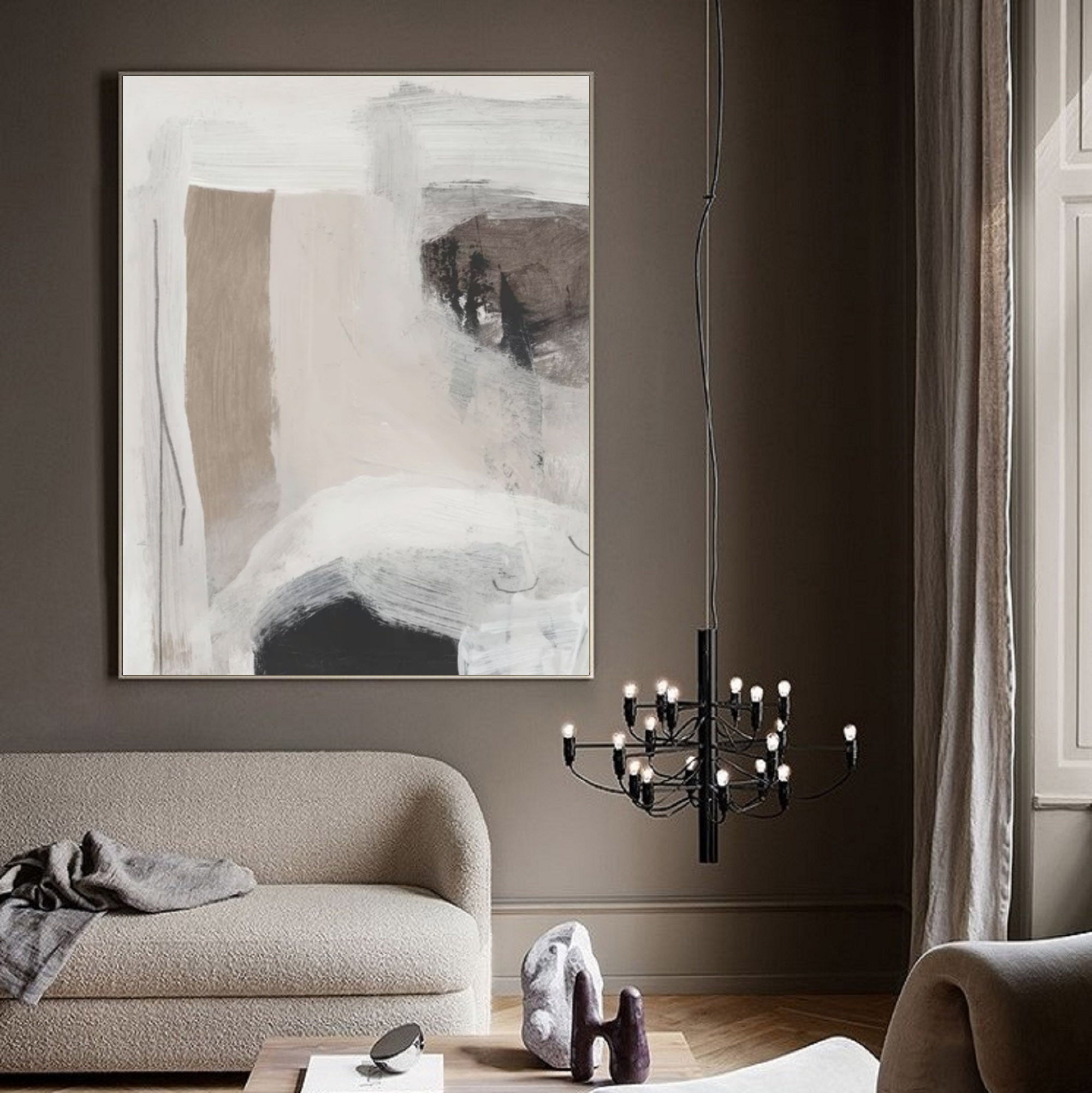 Beige Abstract Minimalist Painting