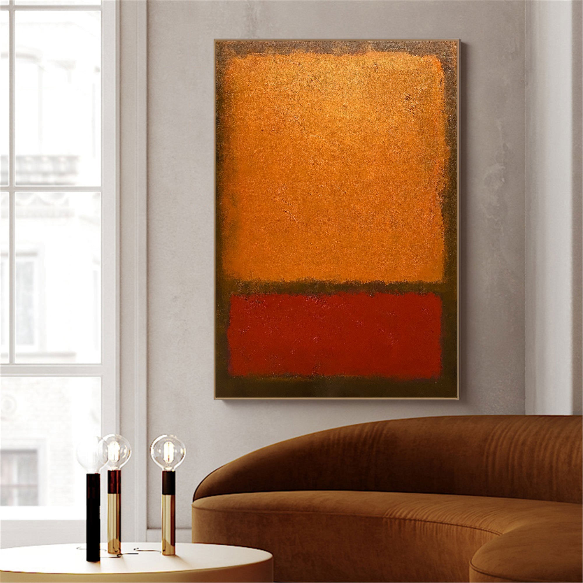 Warm‑Tone Color‑Block Abstract Hand‑Painted Thick Textured Artwork