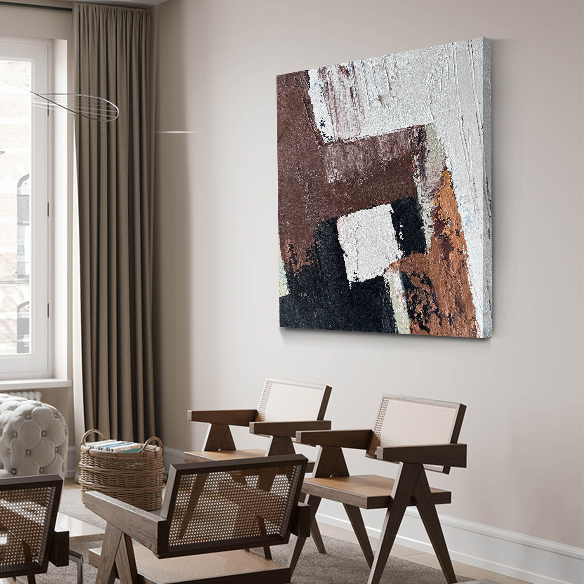 Earthy Brown Geometric Abstract Wall Art