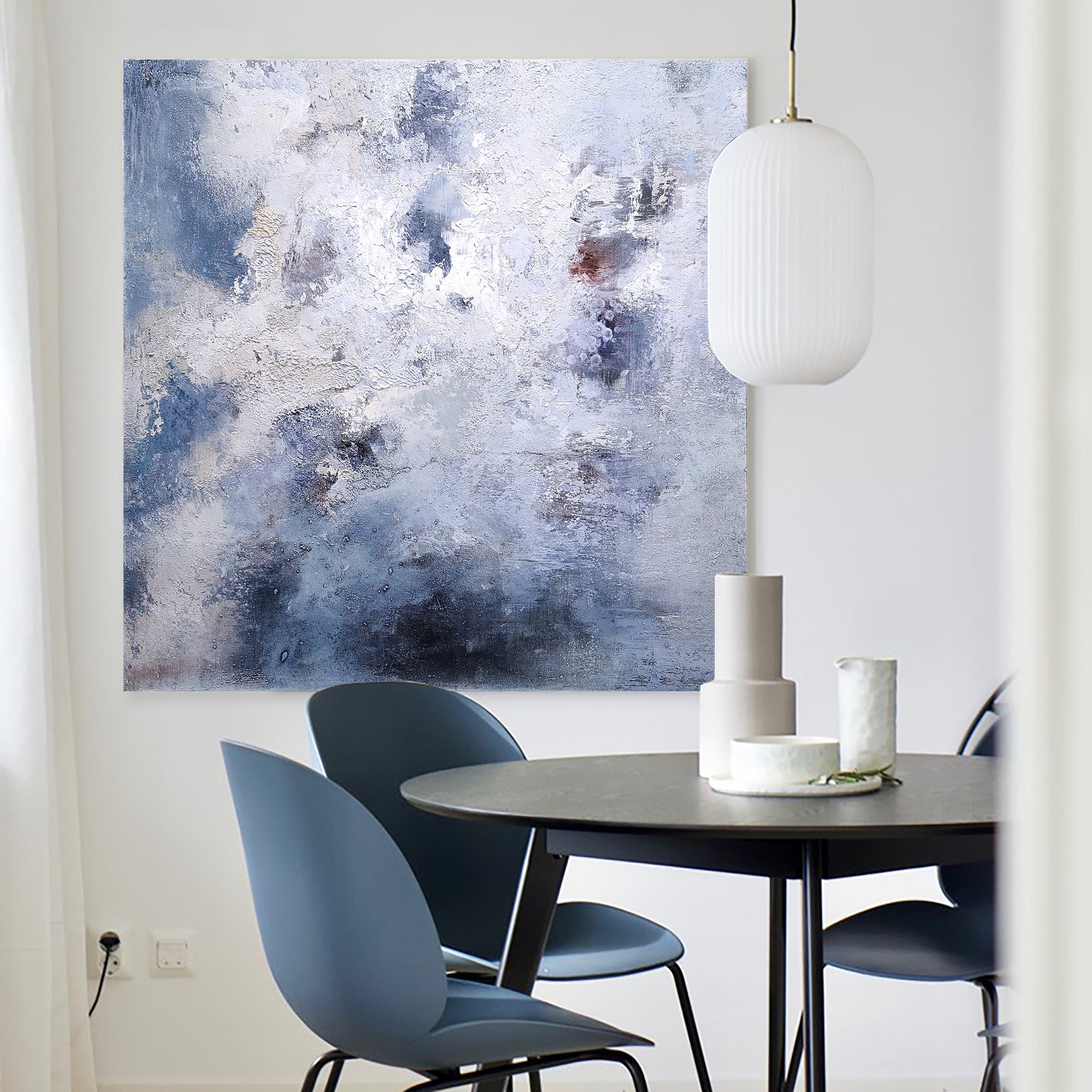 Square Blue Abstract Painting
