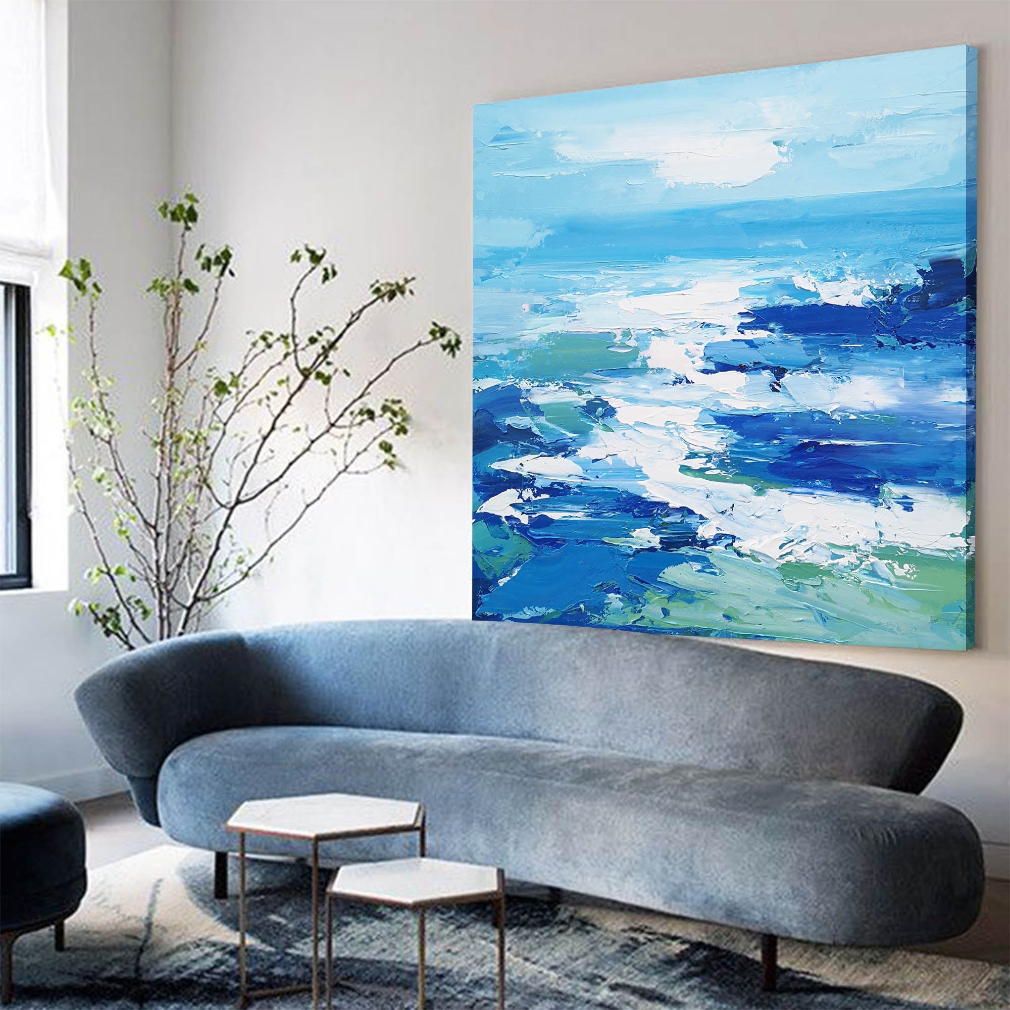 Soft‑Tone Muted Abstract Brushwork Calming Modern Wall Statement