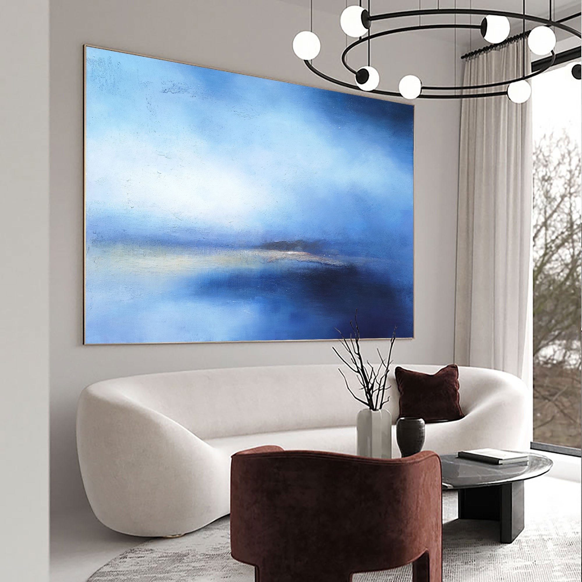 Deep‑Blue Gradient Ocean‑Seascape Abstract Soft Blended‑Texture Artwork