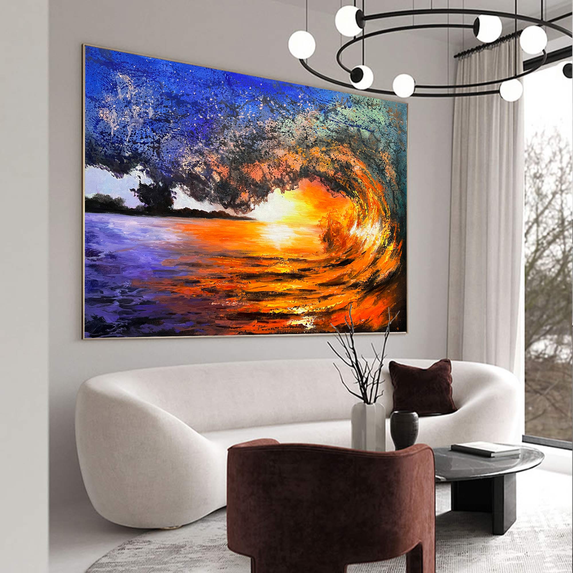 Sunset And Wave Landscapes Painting