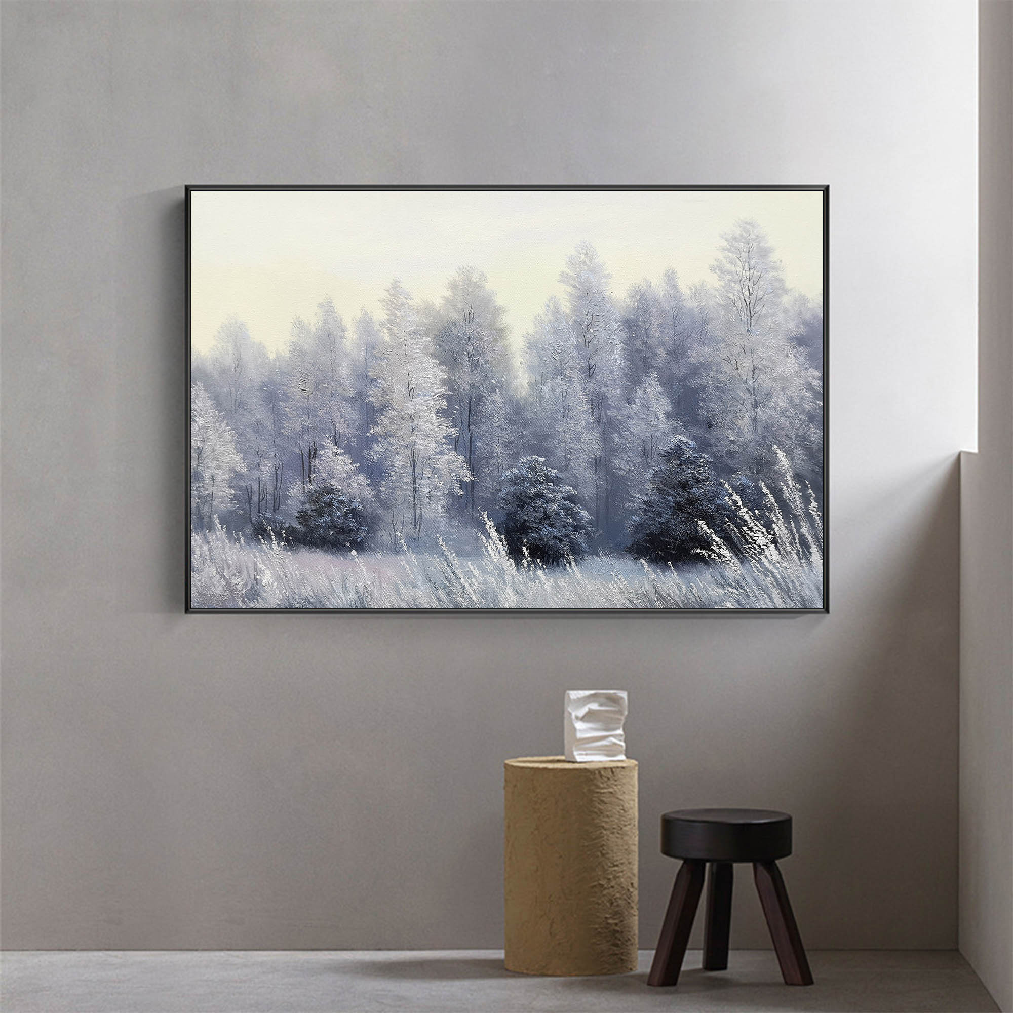 Misty Winter Forest Landscape Canvas Wall Art