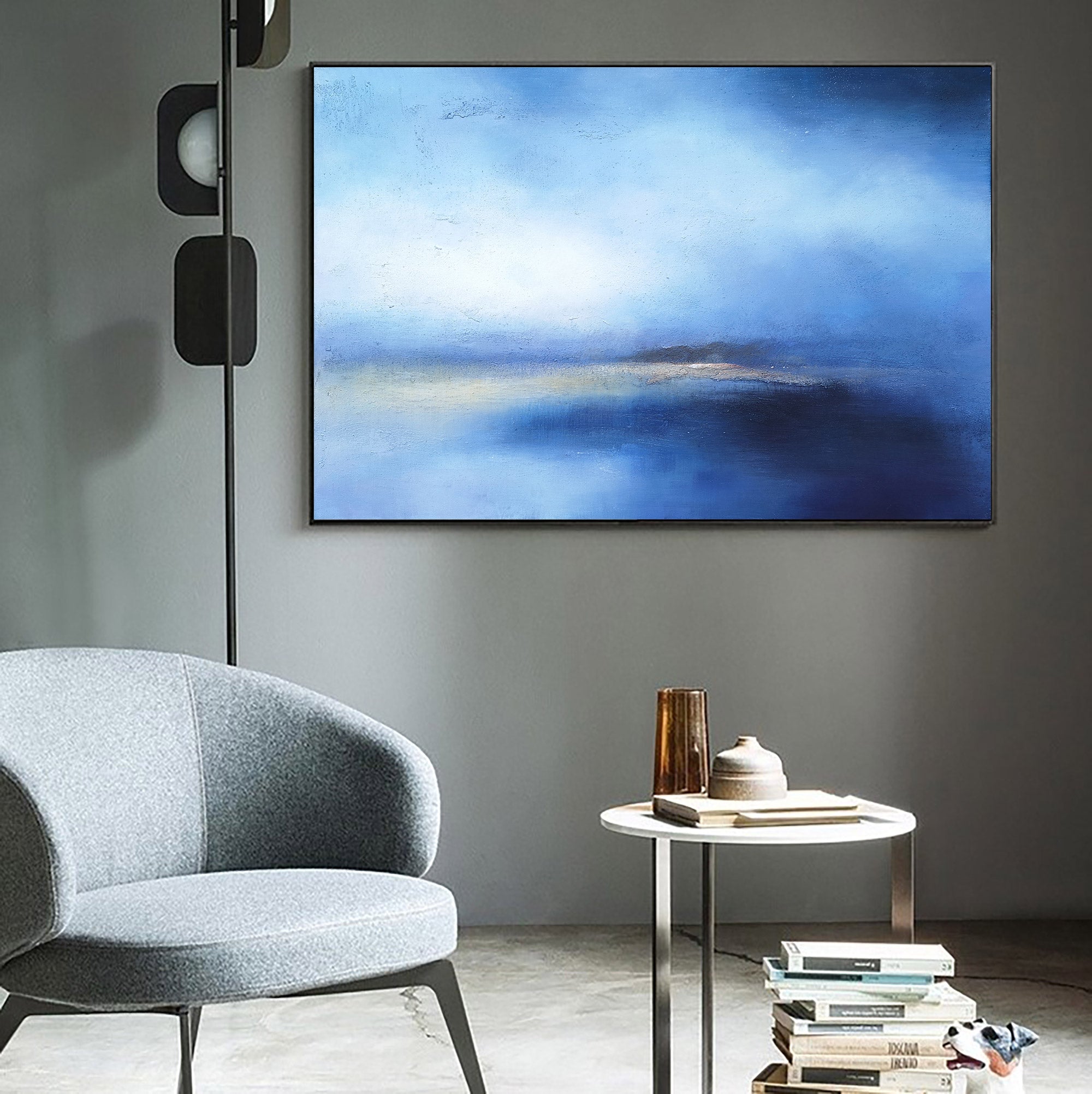 Deep‑Blue Gradient Ocean‑Seascape Abstract Soft Blended‑Texture Artwork