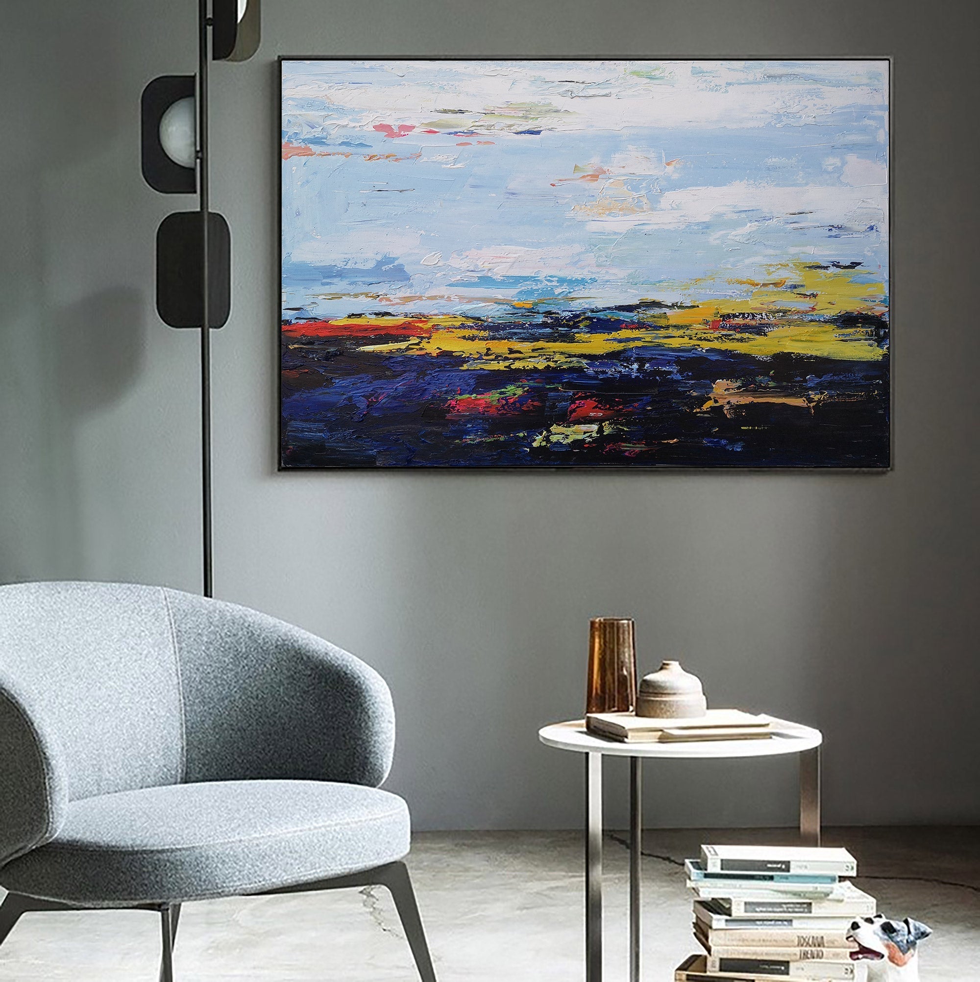 Blue Abstract Landscape Art 48'' X 36'' IS64 - Neutralighting