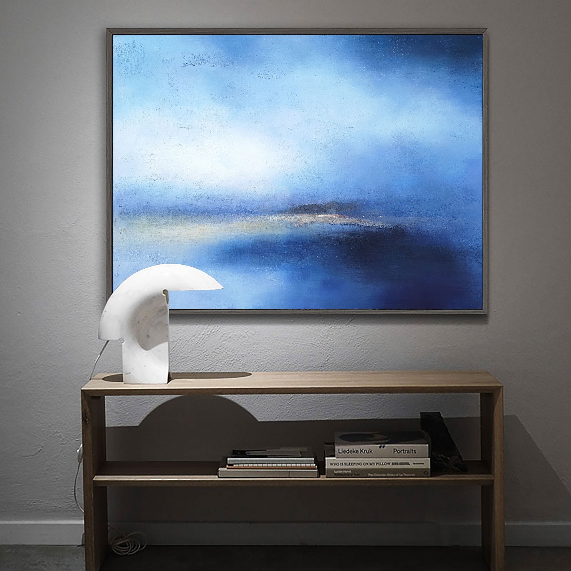 Deep‑Blue Gradient Ocean‑Seascape Abstract Soft Blended‑Texture Artwork