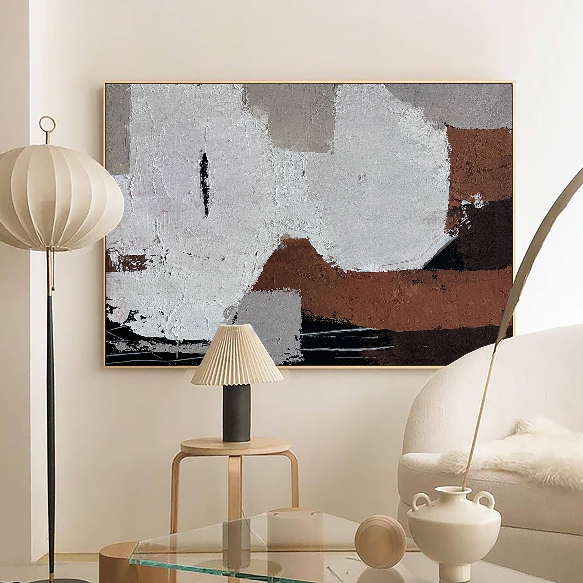 Layered Earth‑Tone Abstract Art Muted Neutral Textured Wall Statement Decor