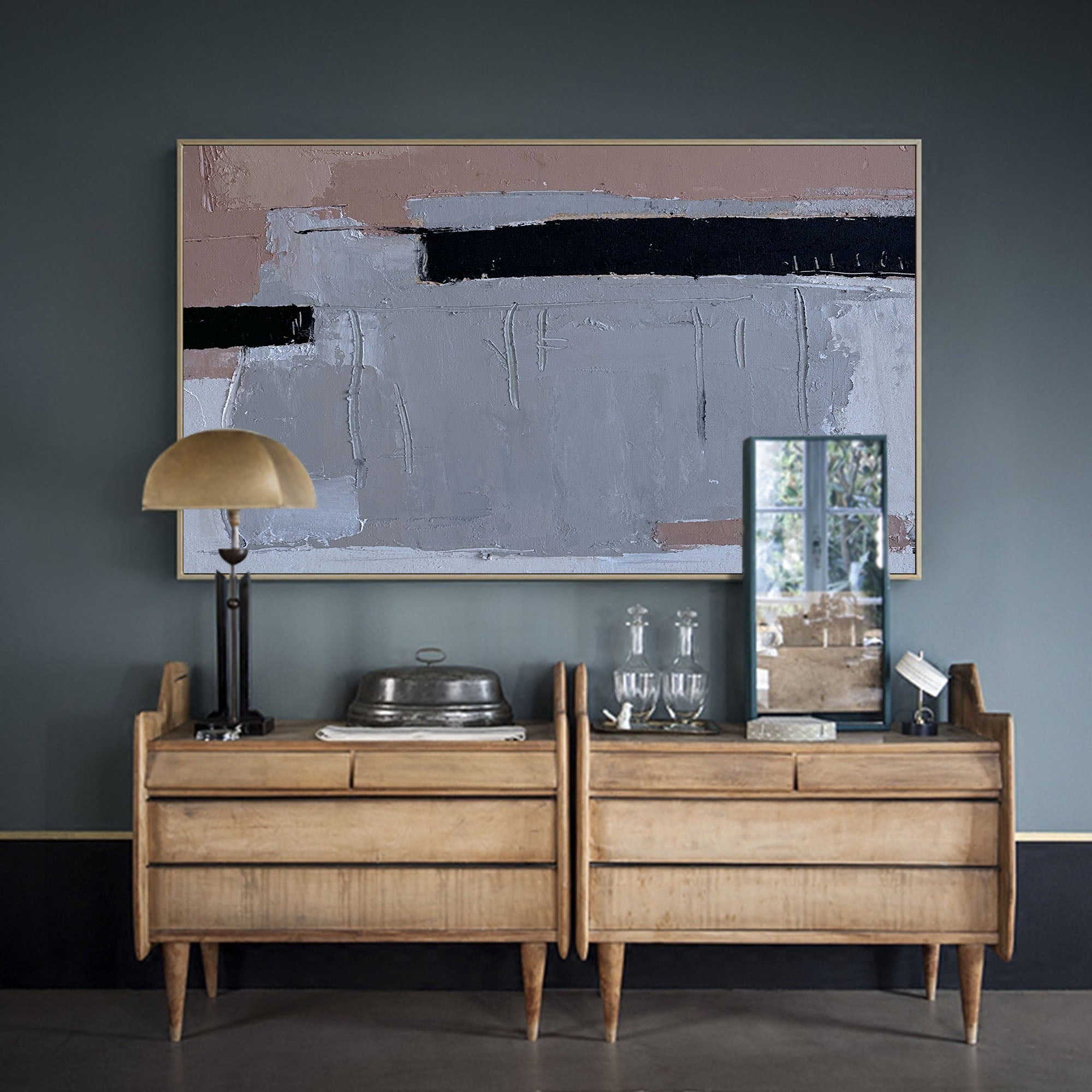 Minimalist Beige Abstract Oil Painting