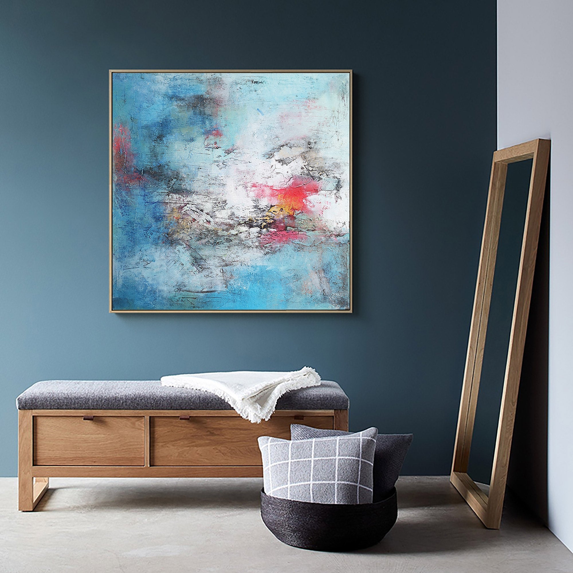 Blue Pink Abstract Expressionist Painting