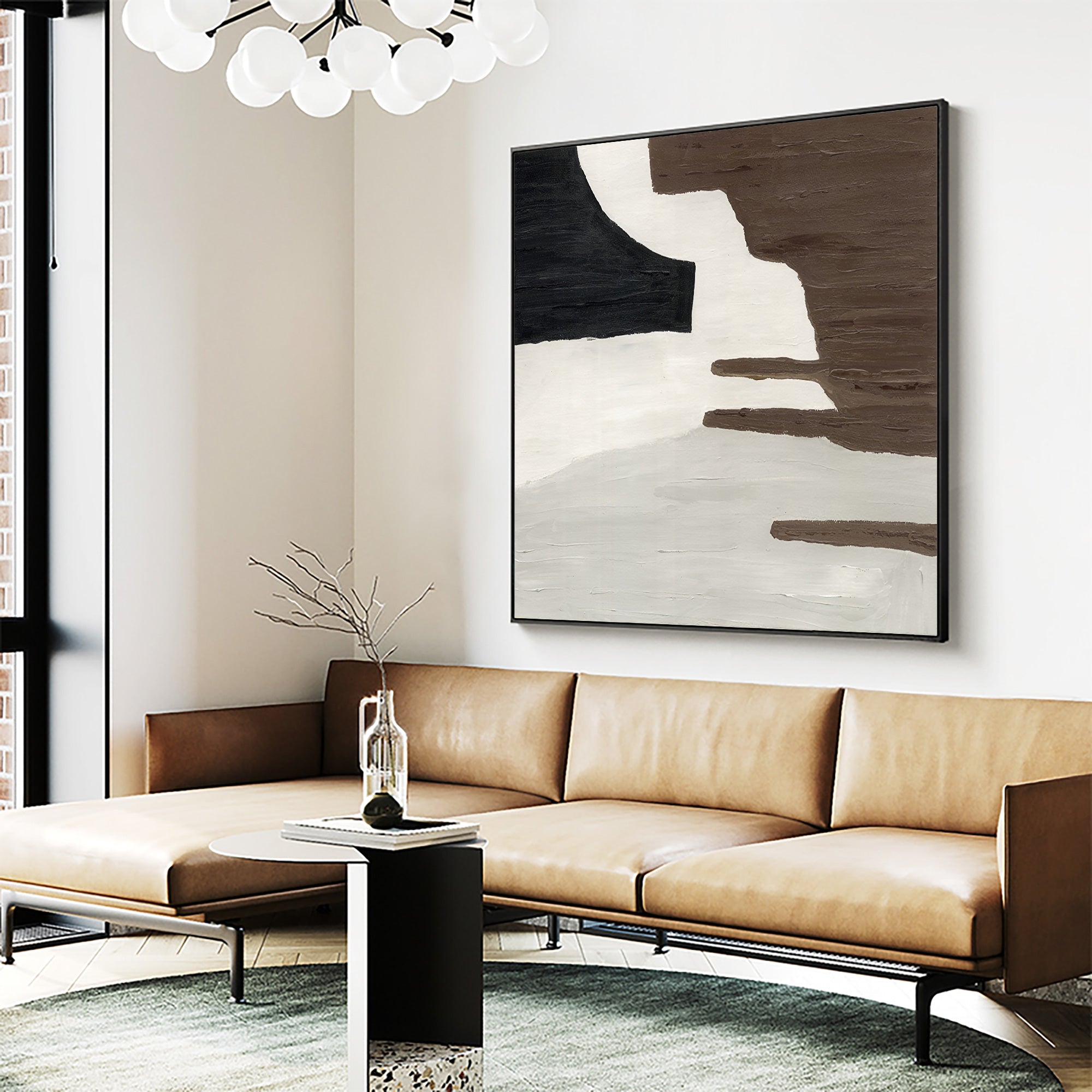 Abstract Brown Black Beige Wall Art Canvas