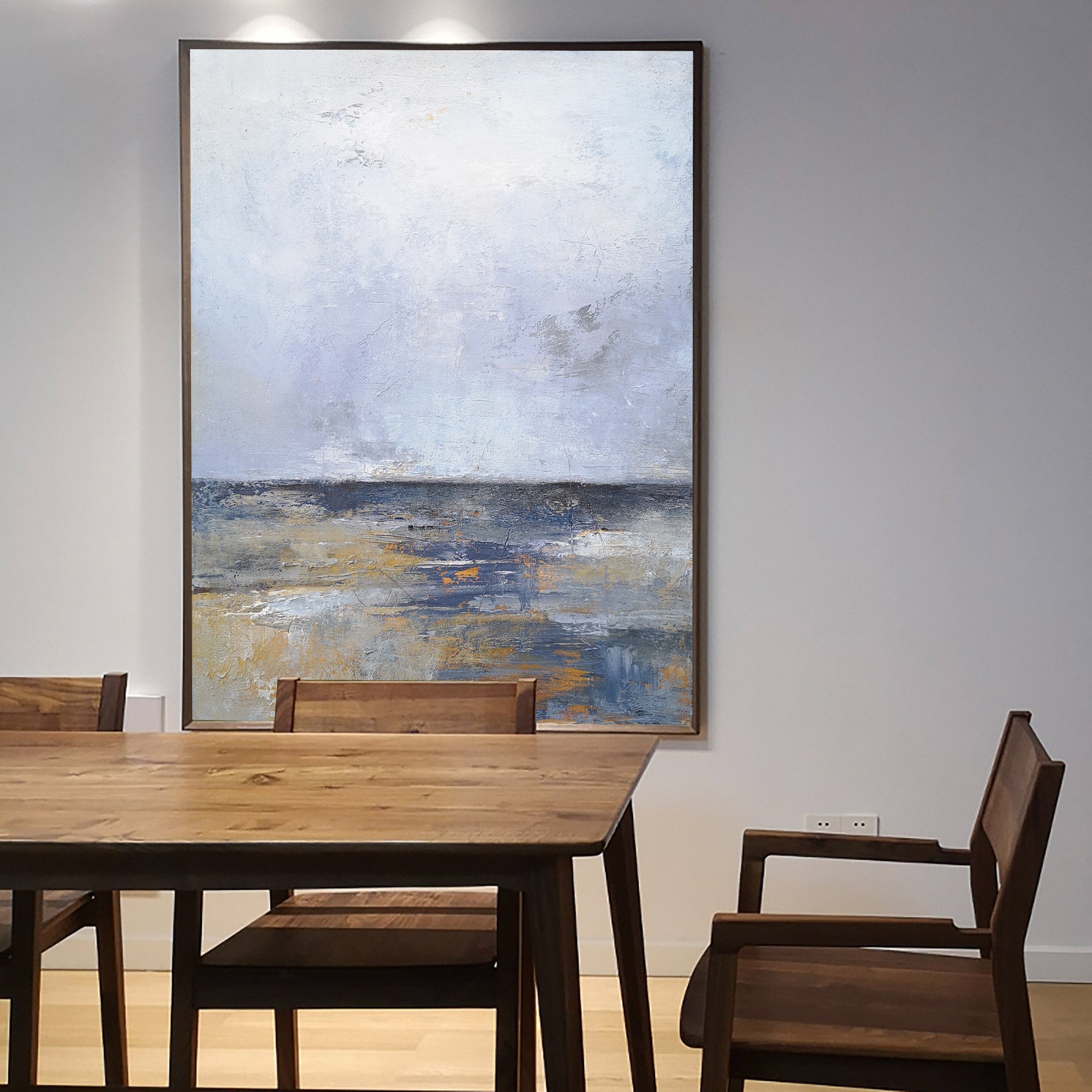 Seascape Blue Grey White Coastal Abstract Painting